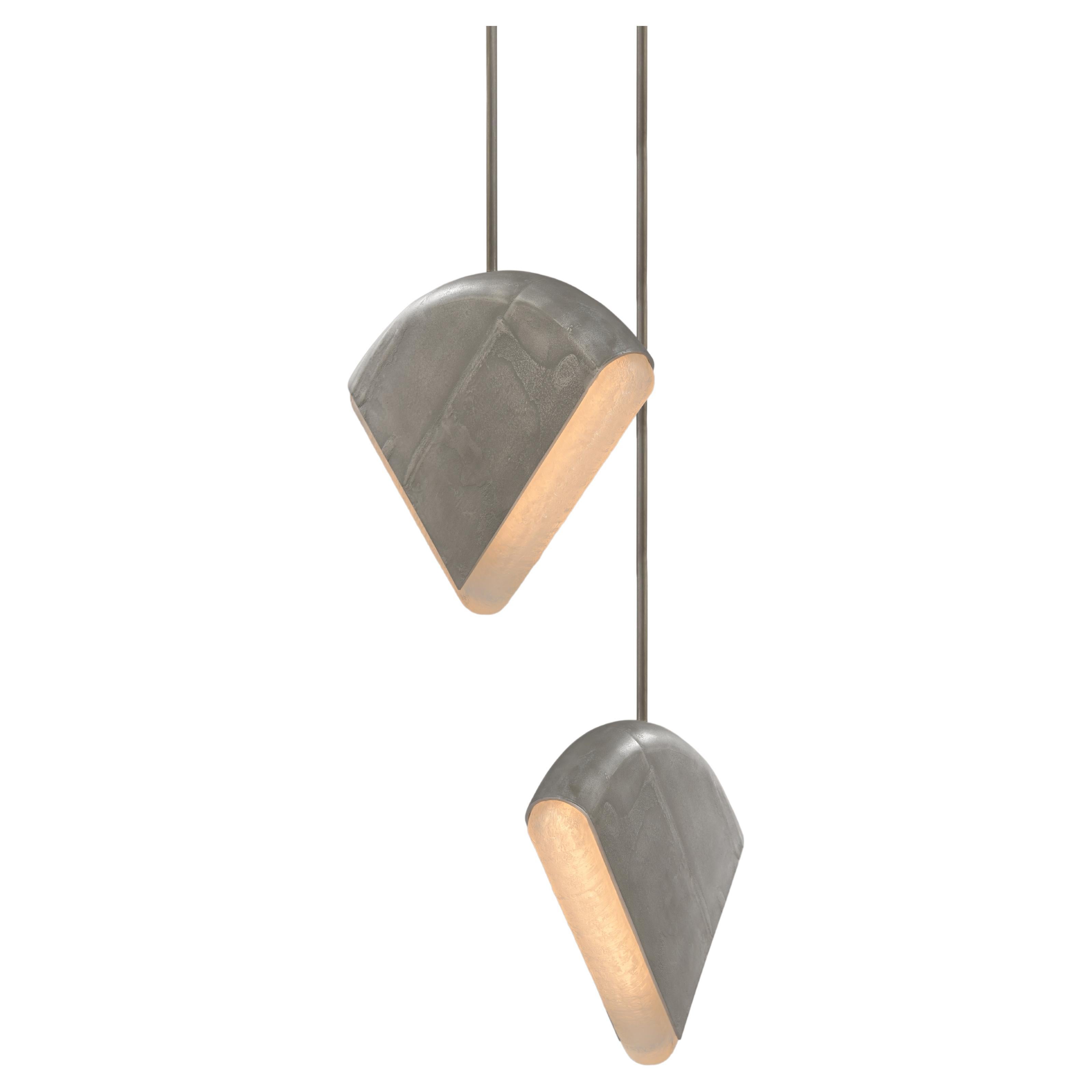 Pendant light "bb" in Sand-Cast Aluminium with Glass Diffuser by Corpus Studio For Sale