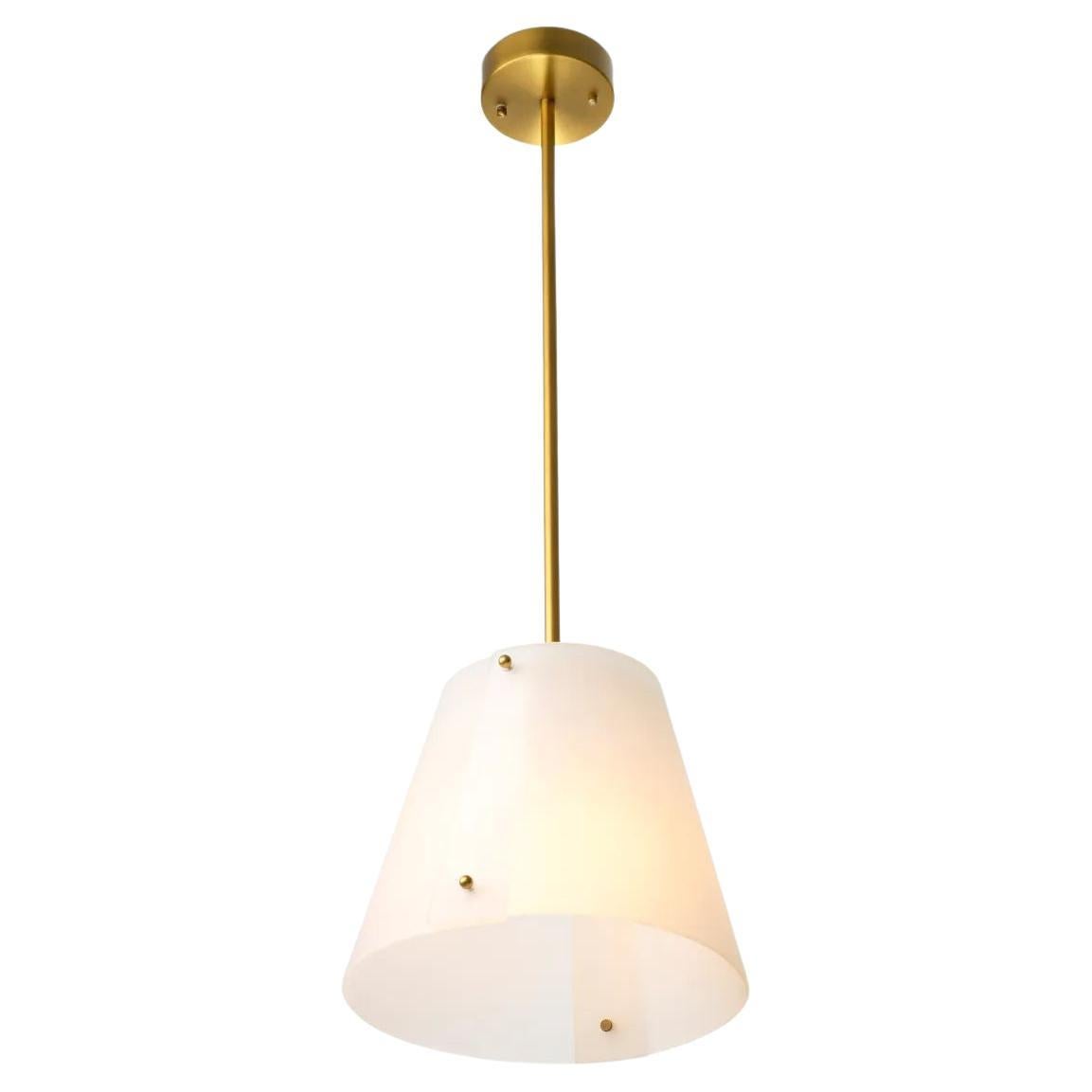 Pendant Light – Brass Finish with White Glass