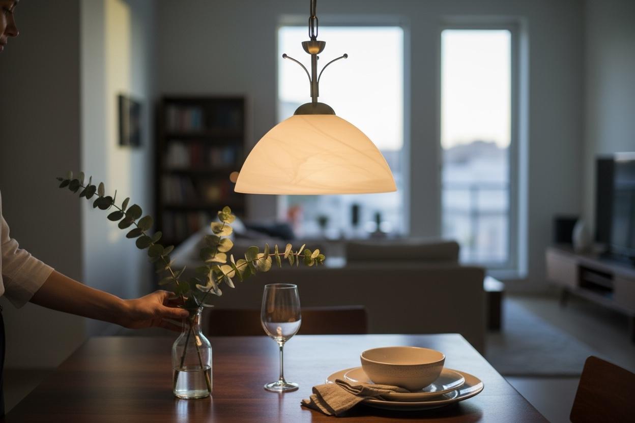 Lampada a sospensione in ottone e vetro color alabastro, EGLO Leuchten Austria in vendita 3