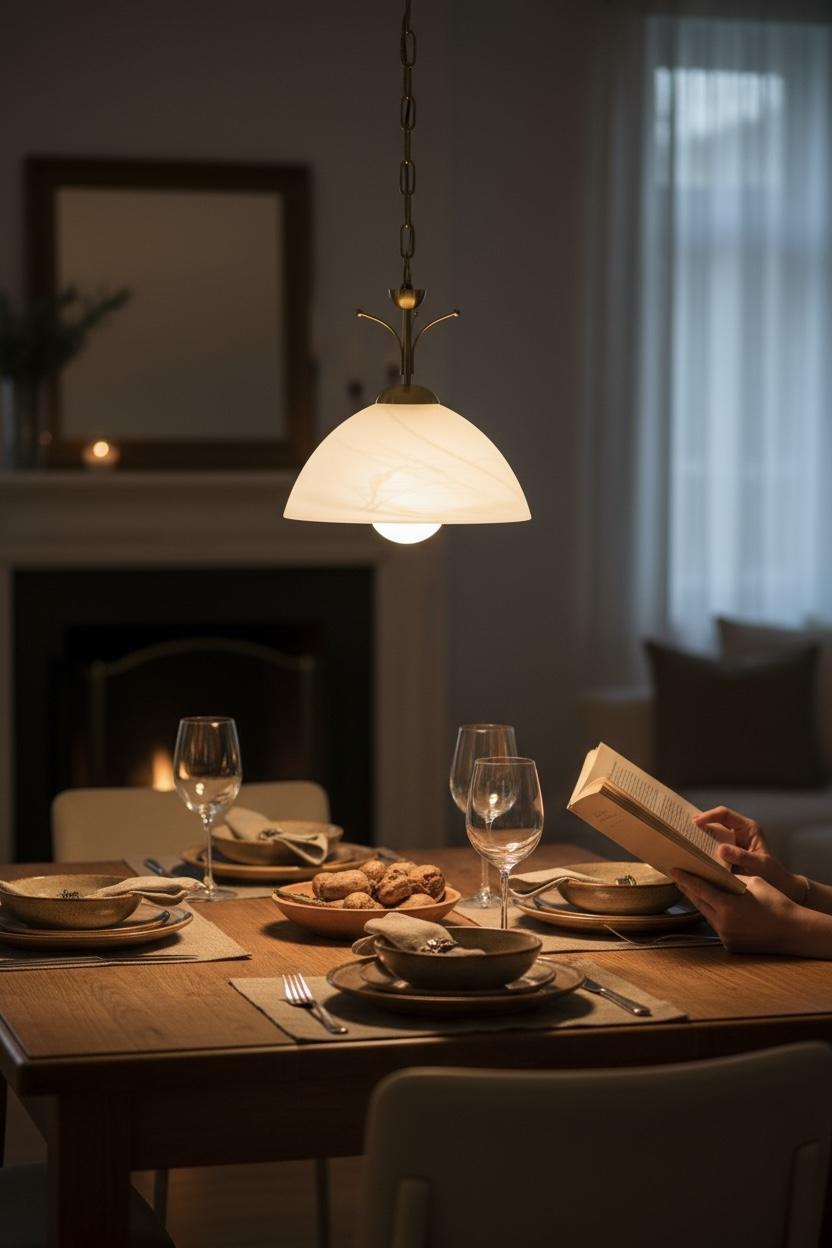 Lampada a sospensione in ottone e vetro color alabastro, EGLO Leuchten Austria in vendita 5