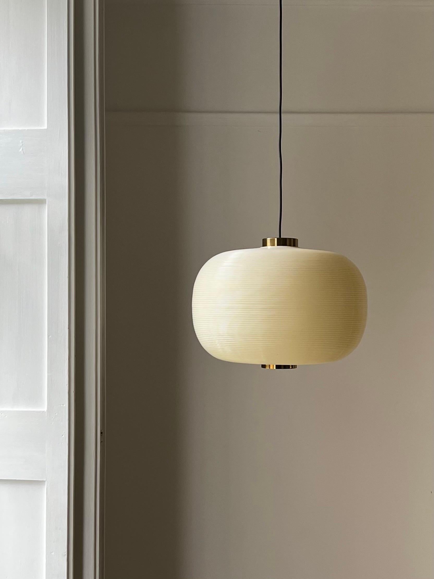 Mid-Century Modern Pendant Light with Brass Details by Bergboms, Sweden