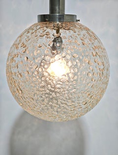 Pendant Lamp Doria Glass Globe Brass Chrome Mid-Century Modern Italy 1970s