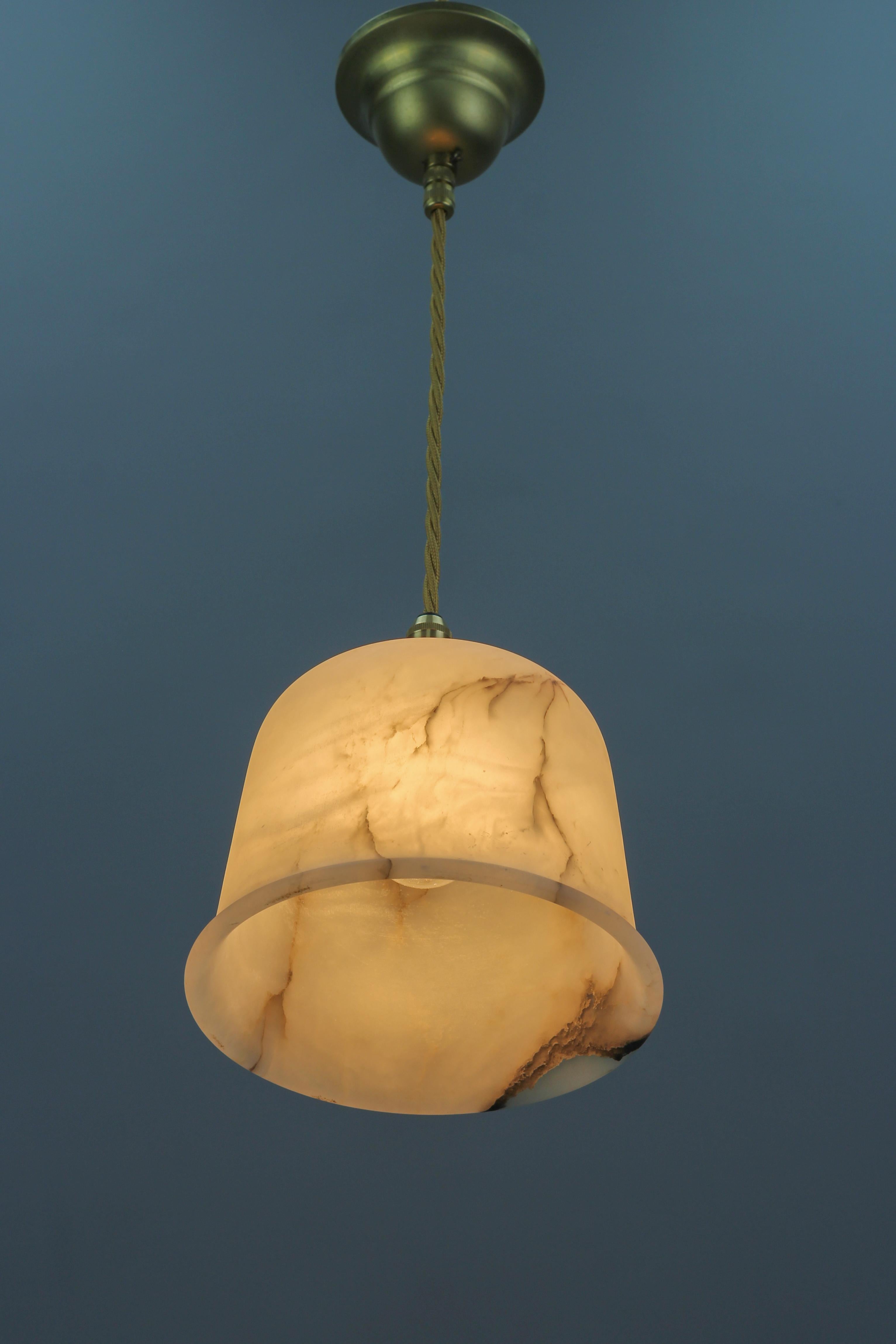 Pendant Light Fixture with White and Black Alabaster Lampshade 2