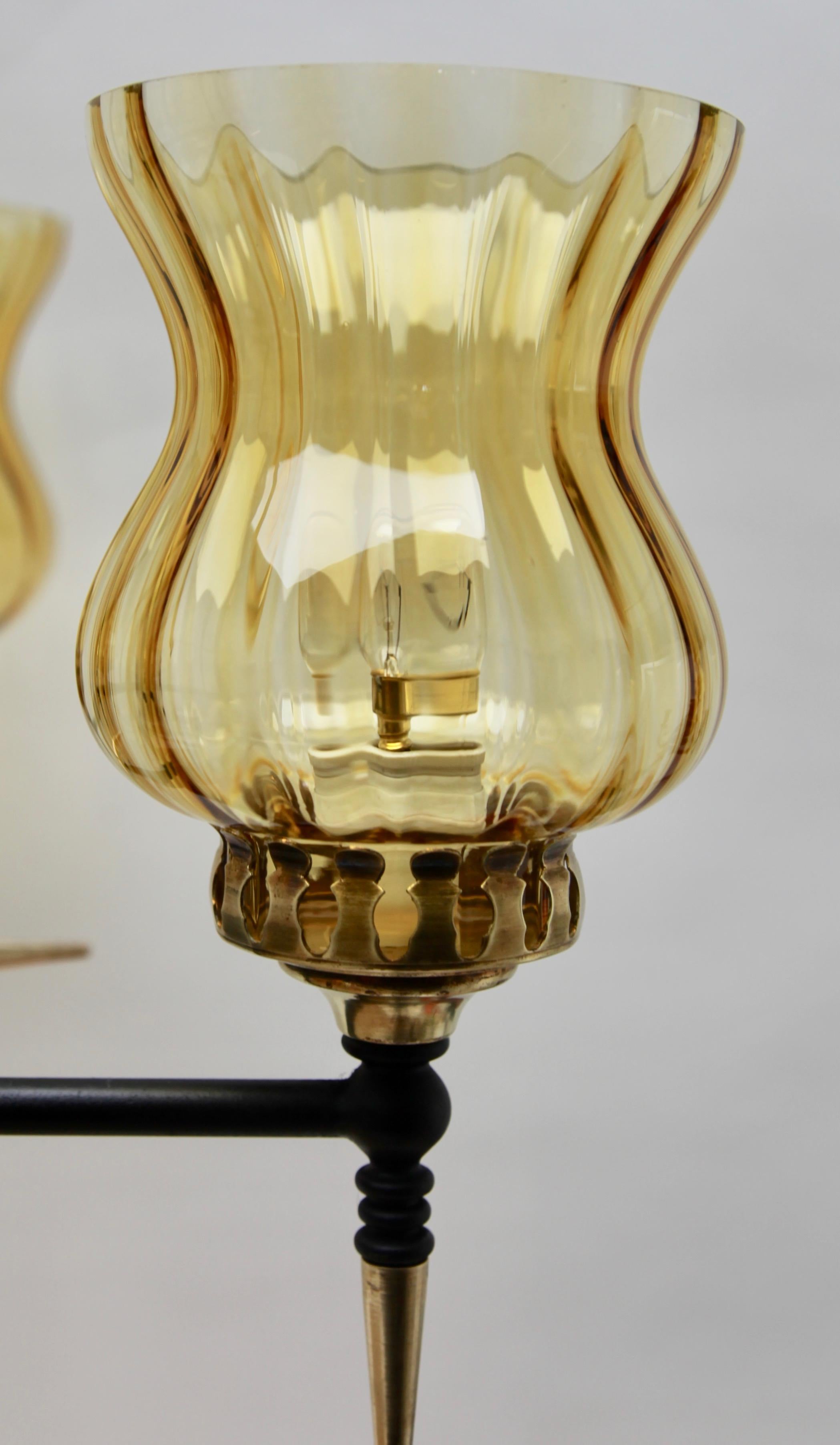 Pendant Light Forget Metal and Solid Brass Details Whit Optical Lampshades For Sale 3