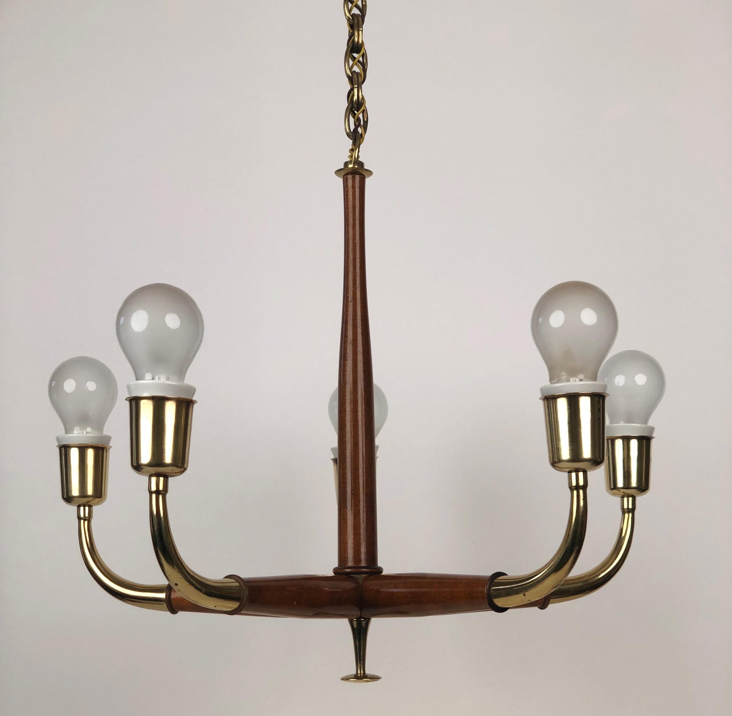 Pendant Light from Josef Frank, 1930's in Brass and Walnut  For Sale 6