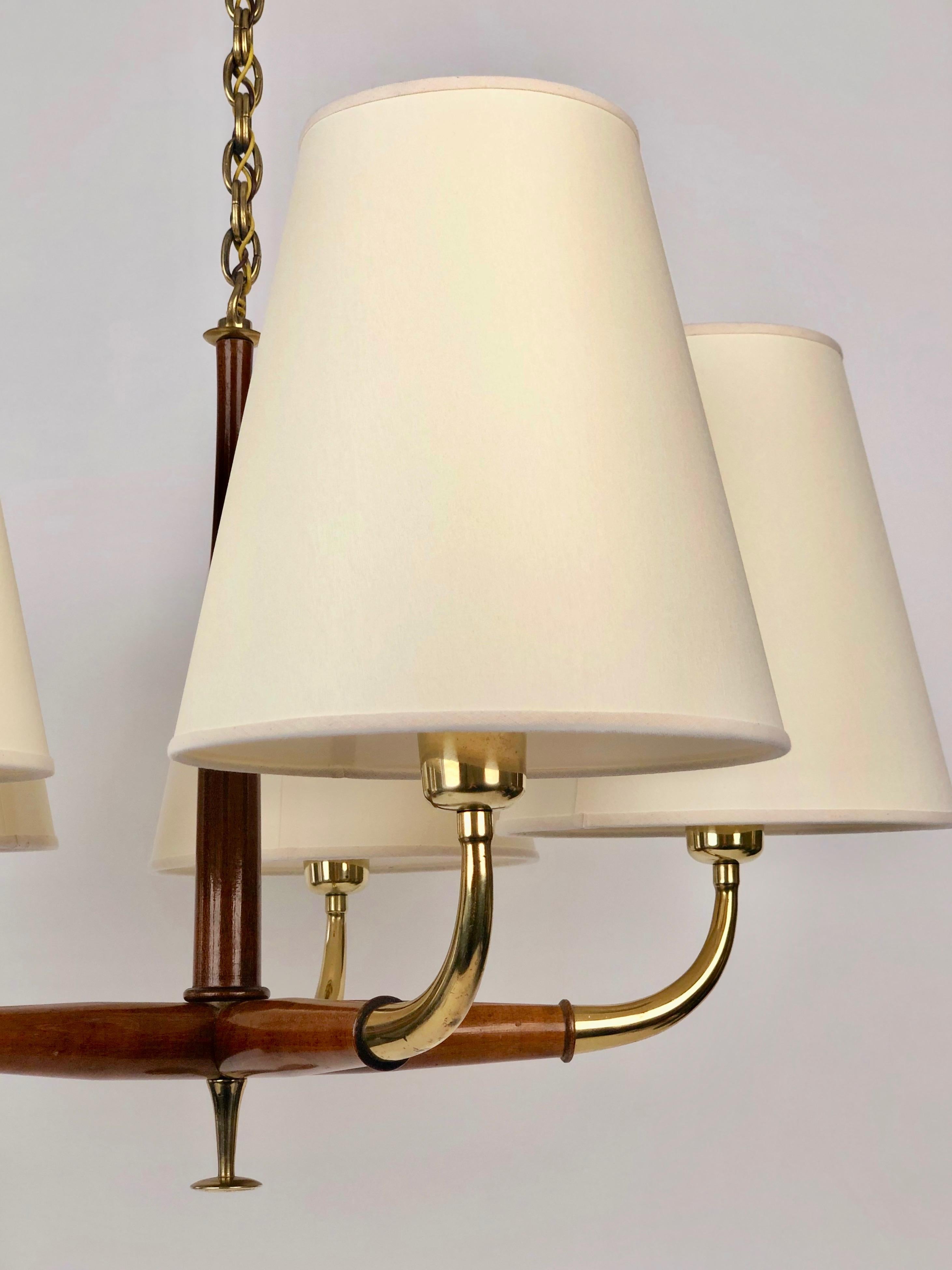 Polished Pendant Light from Josef Frank, 1930's in Brass and Walnut  For Sale