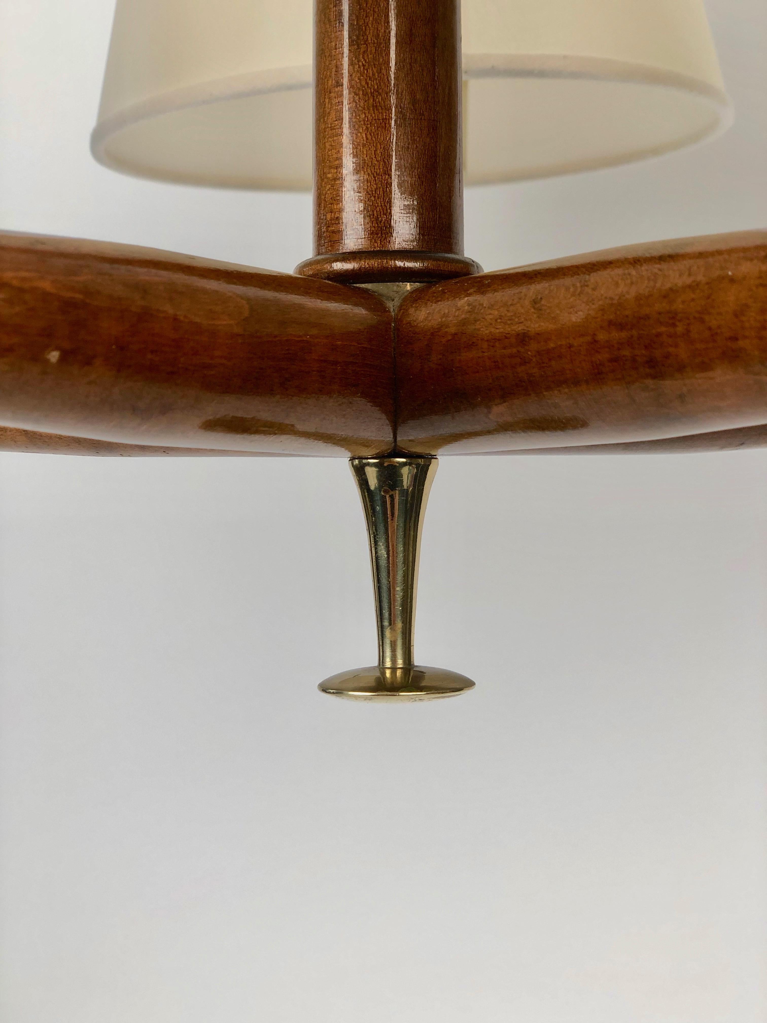 Pendant Light from Josef Frank, 1930's in Brass and Walnut  In Good Condition For Sale In Vienna, Austria