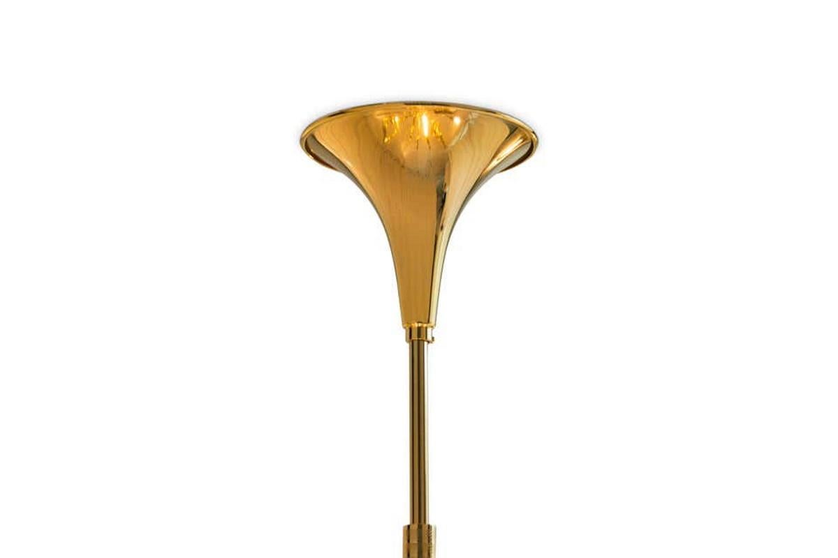 European Pendant Light in Brass with Gold-Plated Finish For Sale