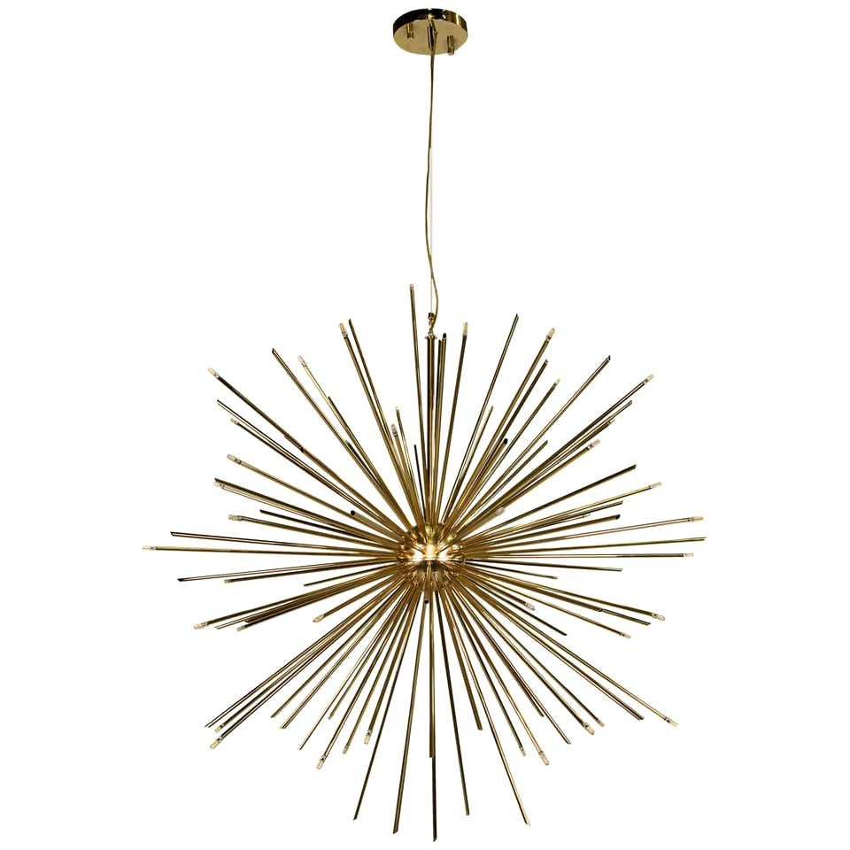 Pendant Light in Brass with Gold-Plated Finish For Sale