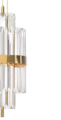Pendant Light in Crystal Glass with Brass Ring