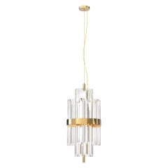 Pendant Light in Crystal Glass with Brass Ring