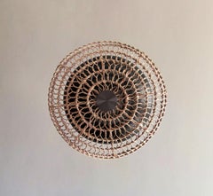 Pendant Light in Handwoven Natural Rattan, Oil Rubbed Bronze Ventila Collection
