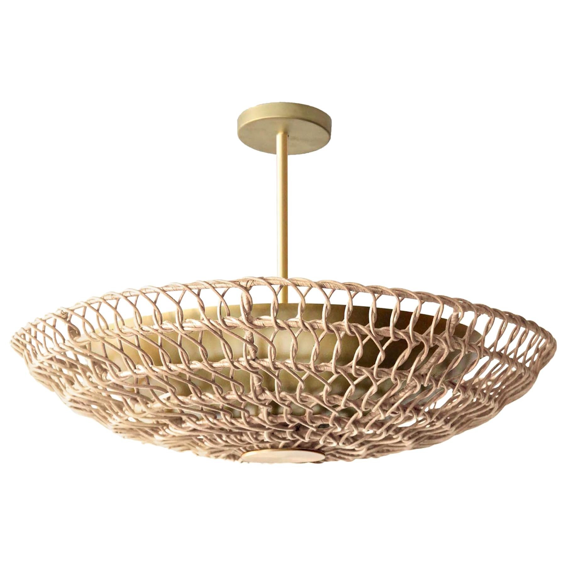 34" Pendant Light in Handwoven Natural Rattan, Ventila Collection For Sale