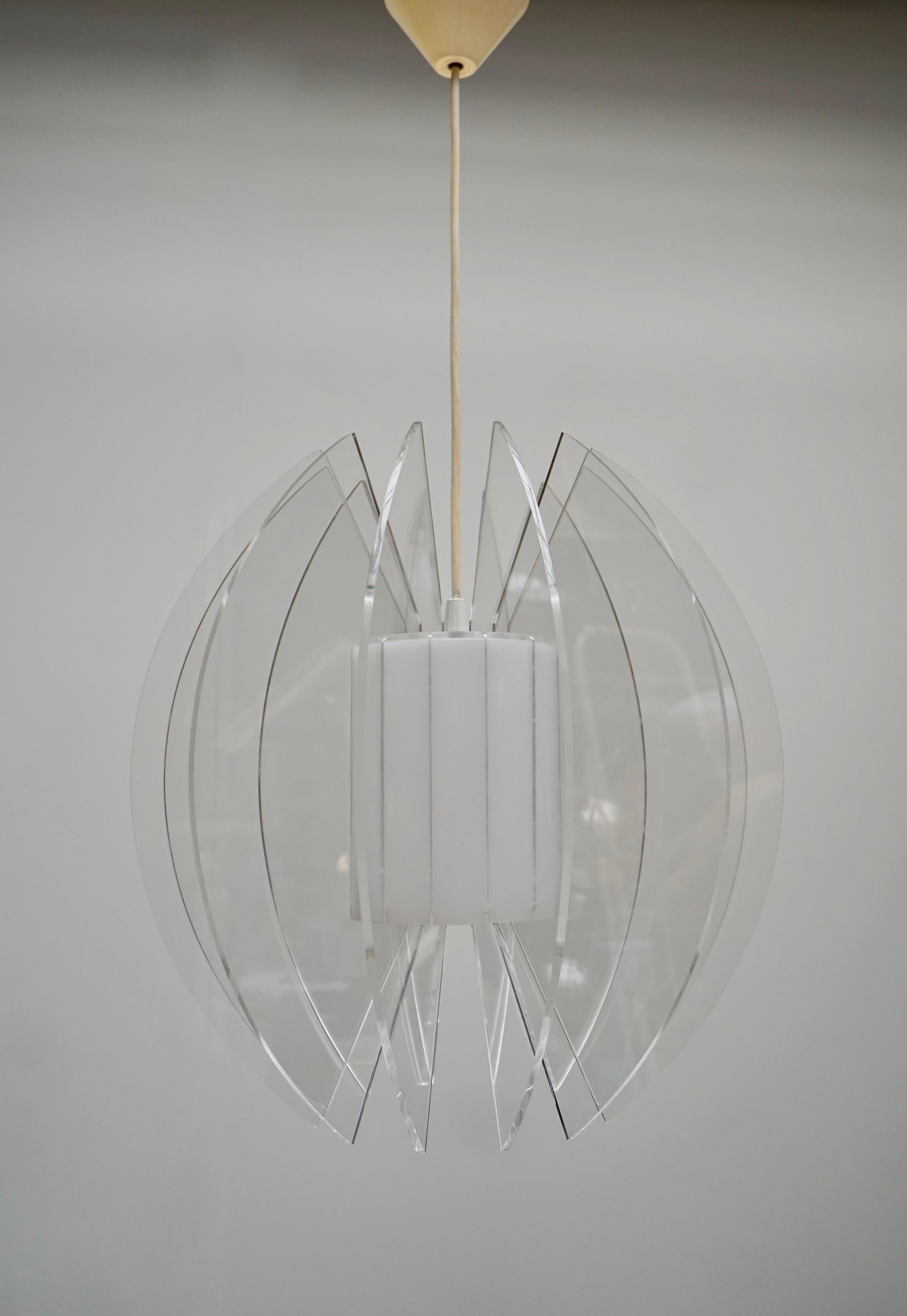 Mid-Century Modern Pendant Light in Plexiglass For Sale