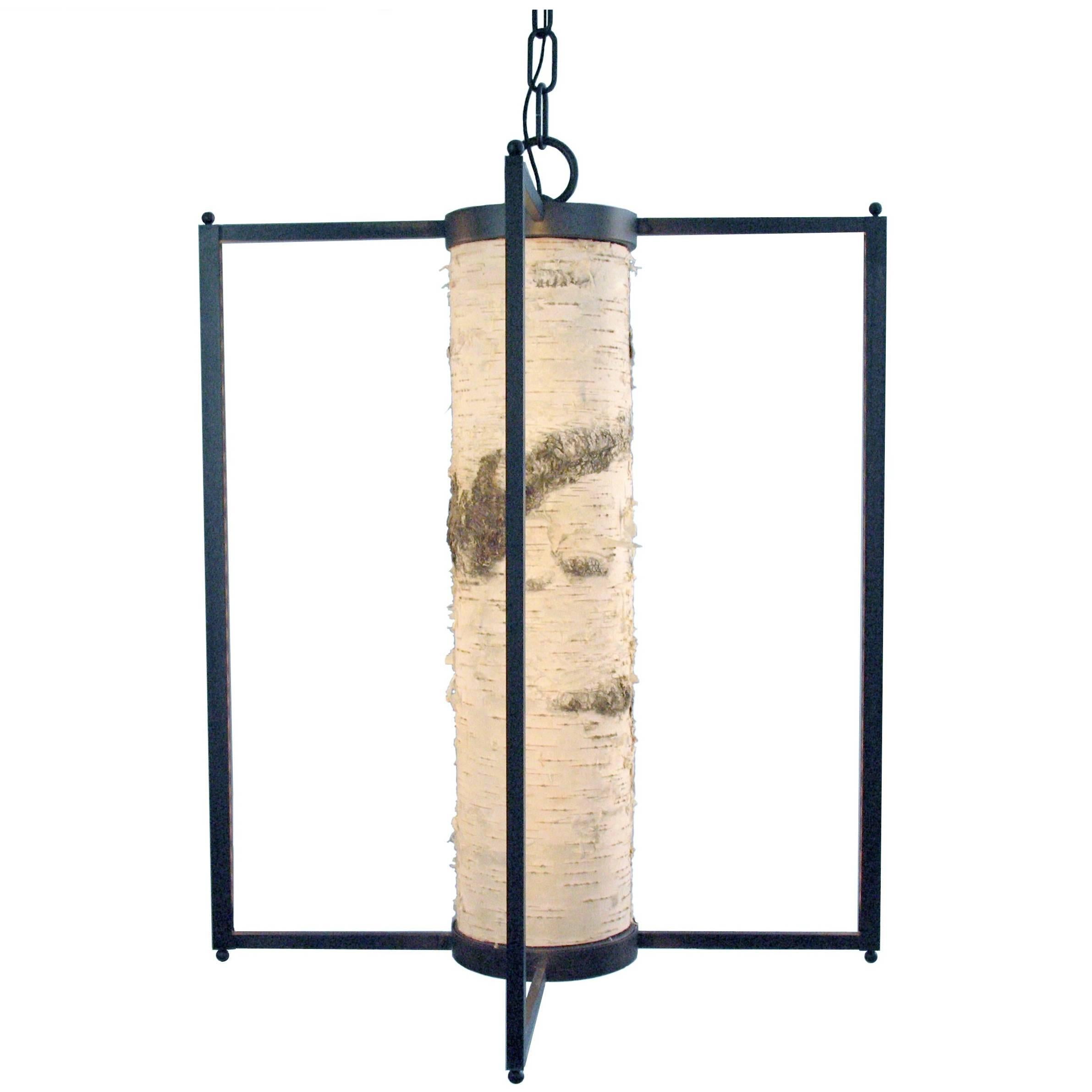 Pendant Light "Thru The Woods" with Natural Birch, Handmade in Italy, in Stock For Sale