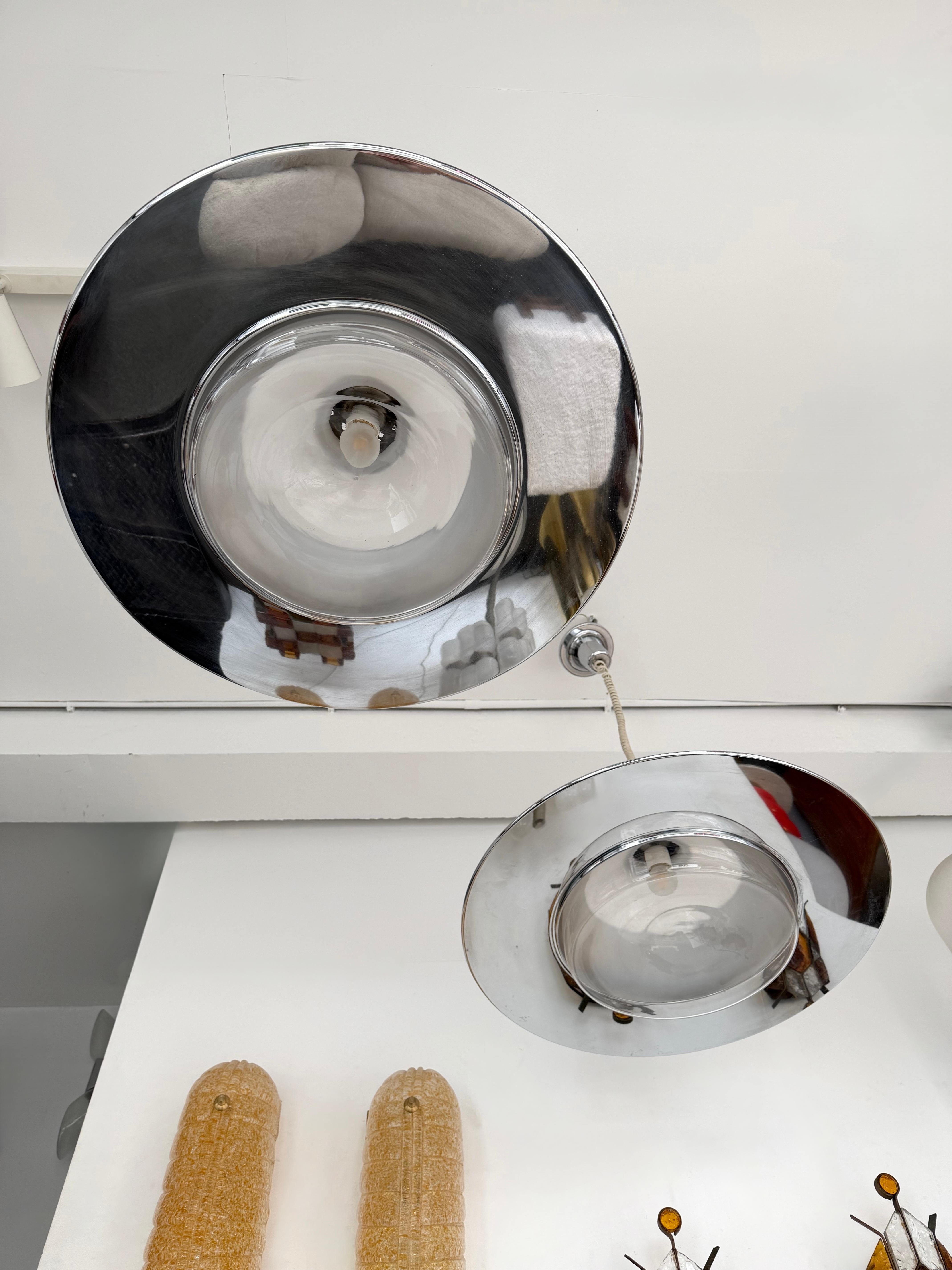 Pendelleuchte UFO Murano Glas und Metall. Italien, 1970er Jahre im Angebot 5