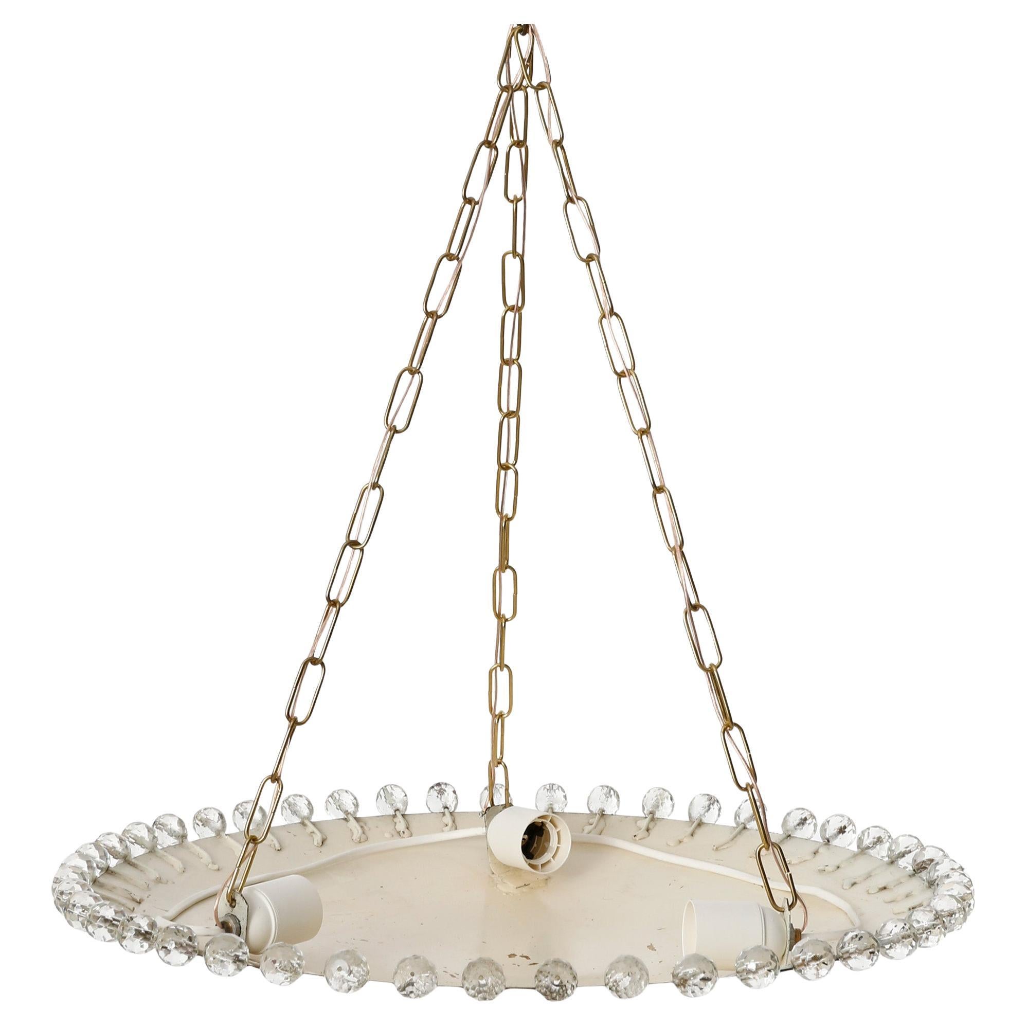 Lámpara colgante Uplight Bowl de Rupert Nikoll, Cristal tallado en latón, años 60 Moderno de mediados de siglo en venta