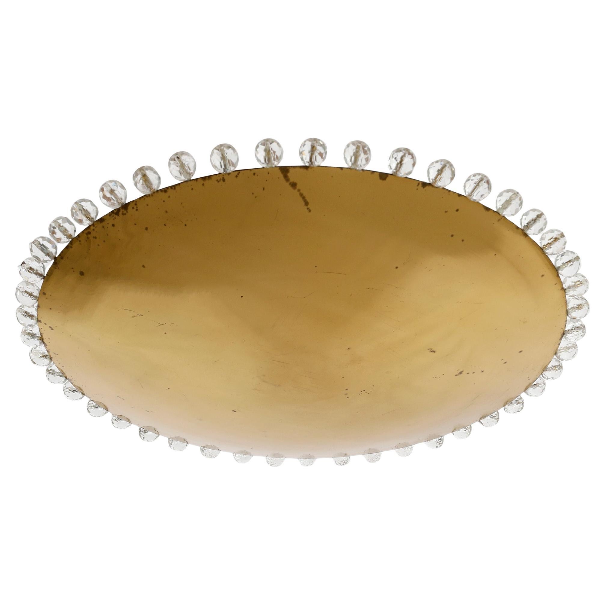 Lámpara colgante Uplight Bowl de Rupert Nikoll, Cristal tallado en latón, años 60 Austríaco en venta