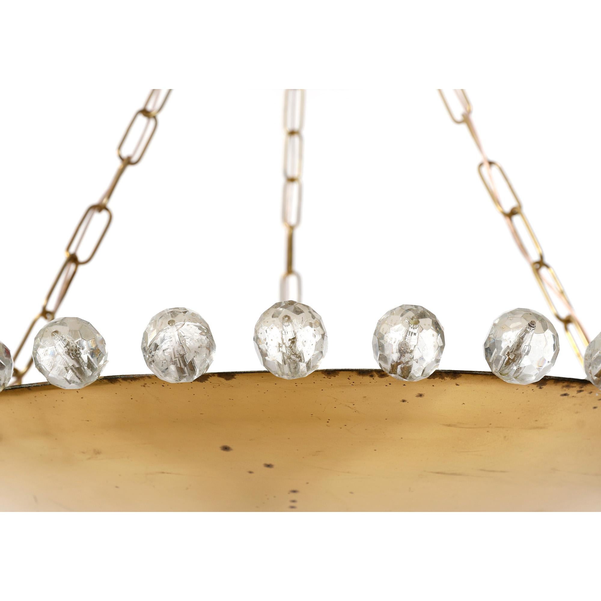 Lámpara colgante Uplight Bowl de Rupert Nikoll, Cristal tallado en latón, años 60 en Bueno estado para la venta en Hausmannstätten, AT