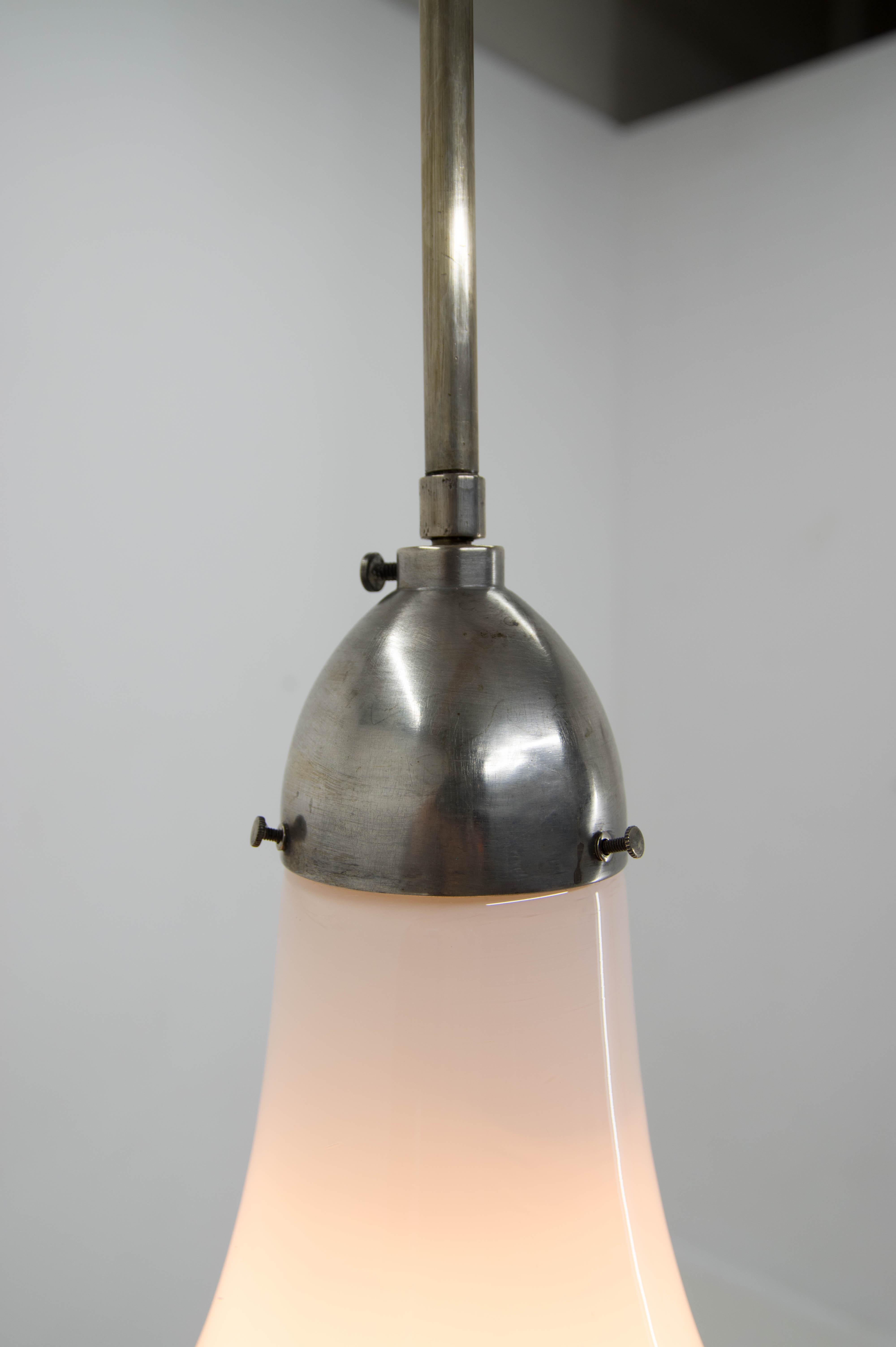 Glass Pendant Light with Adjustable Height by Peter Behrens, 1910s For Sale