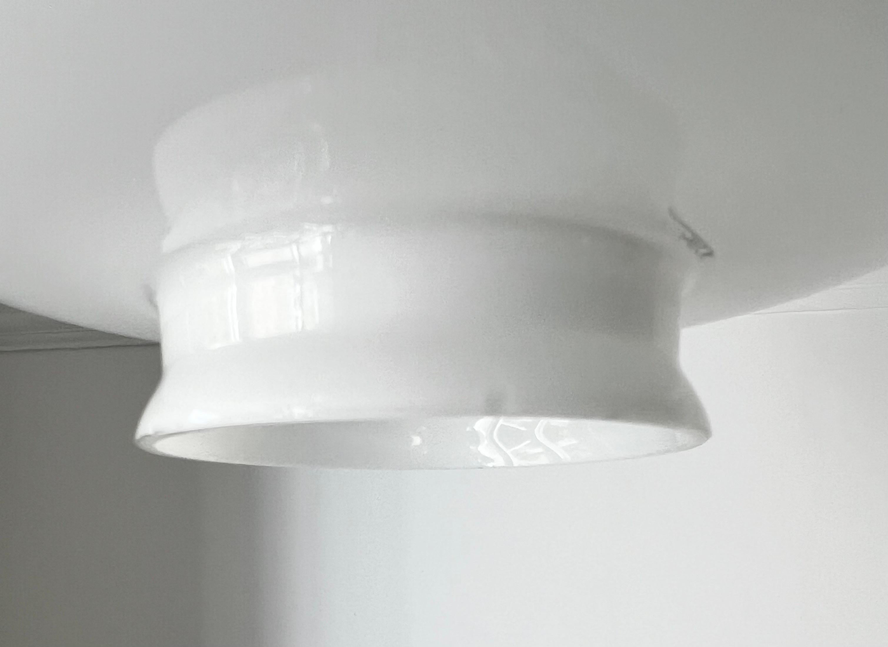 Pendant Light with Large White Glass Shade attributed to Pukeberg, Sweden For Sale 6