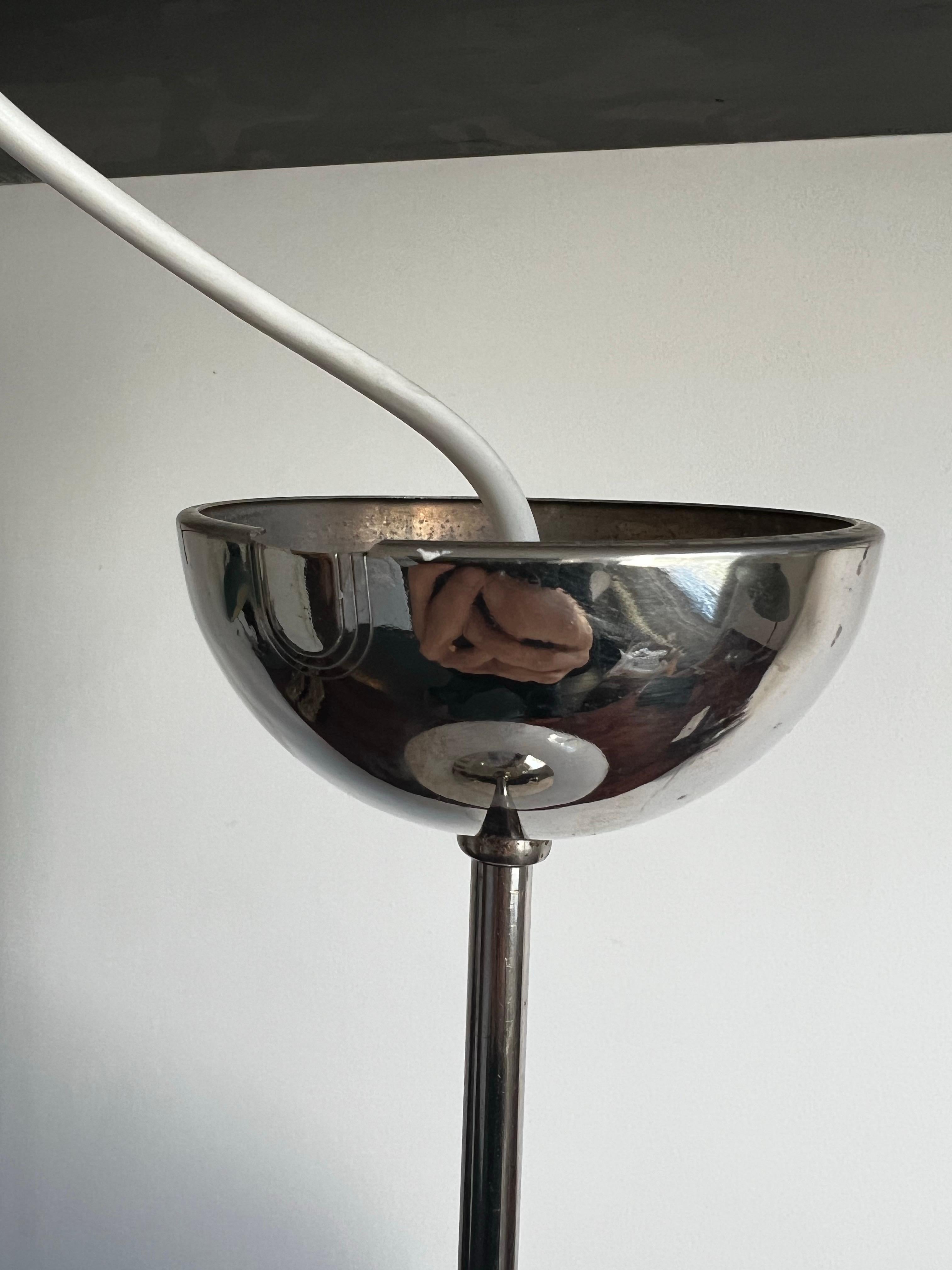 Pendant Light with Large White Glass Shade attributed to Pukeberg, Sweden For Sale 1