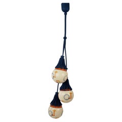 Pendant Light with Three Glass Balls, Custom made Posamenten, 1920's, Austria