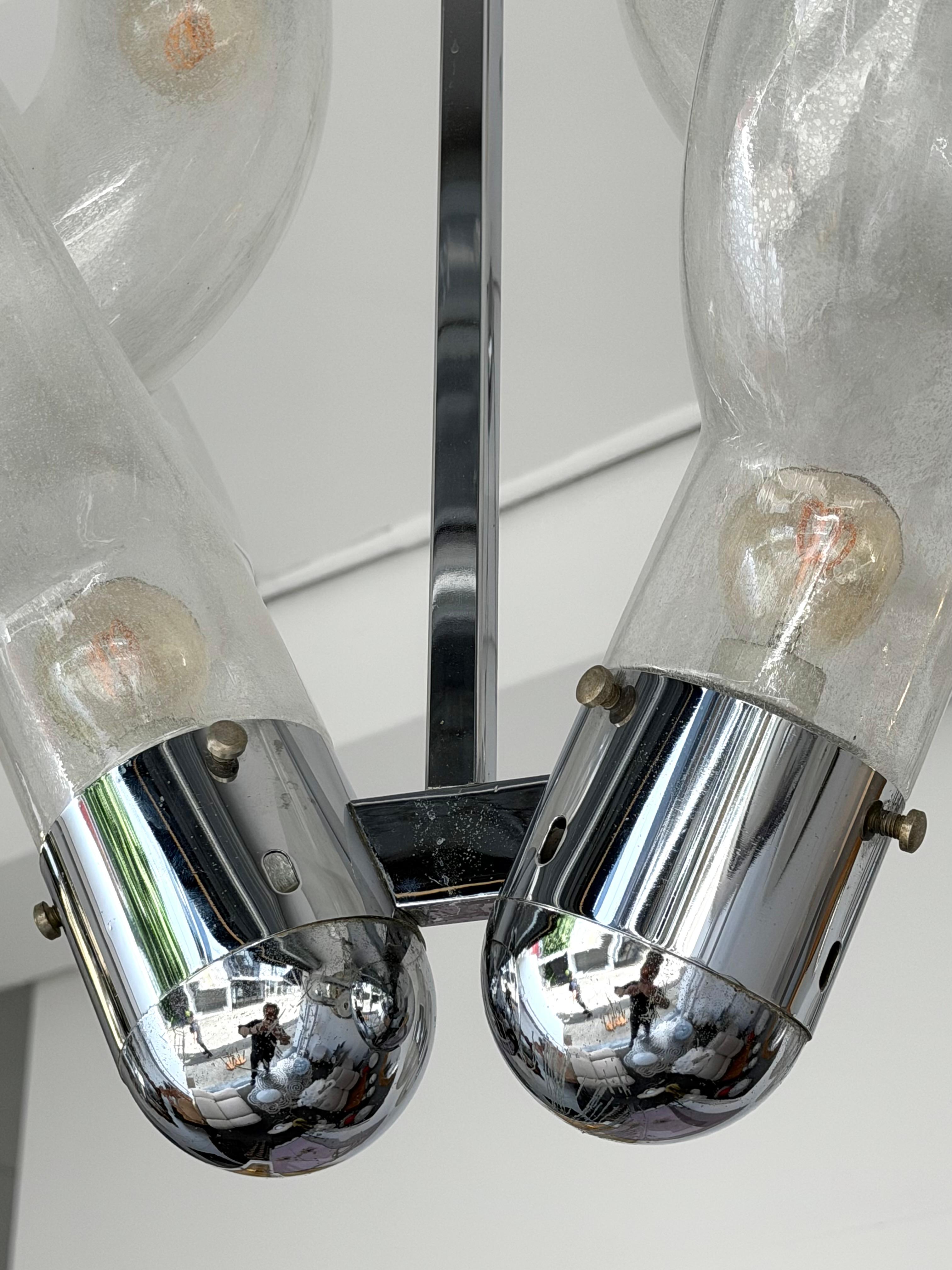 Lámpara colgante de cristal de Murano y metal por Aldo Nason para Mazzega, Italia, 1970s en venta 3