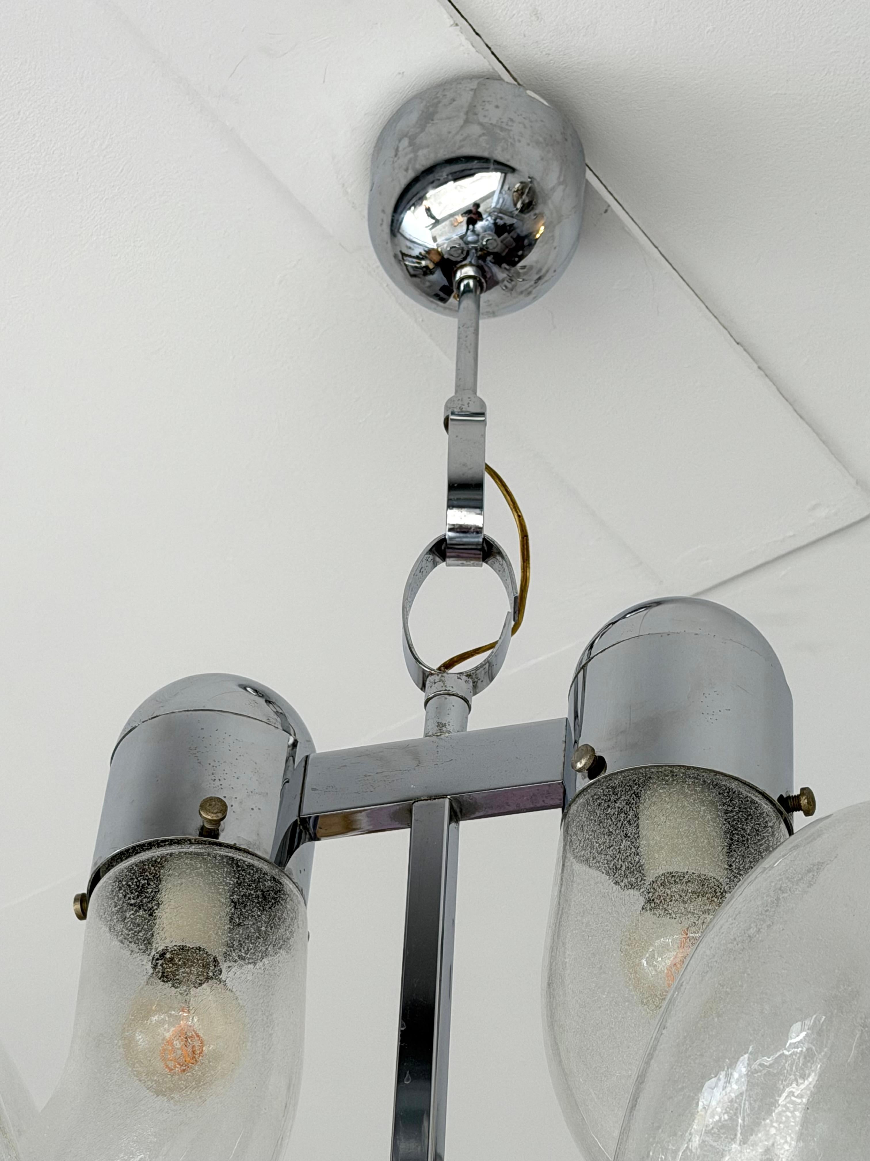 Lámpara colgante de cristal de Murano y metal por Aldo Nason para Mazzega, Italia, 1970s en venta 4