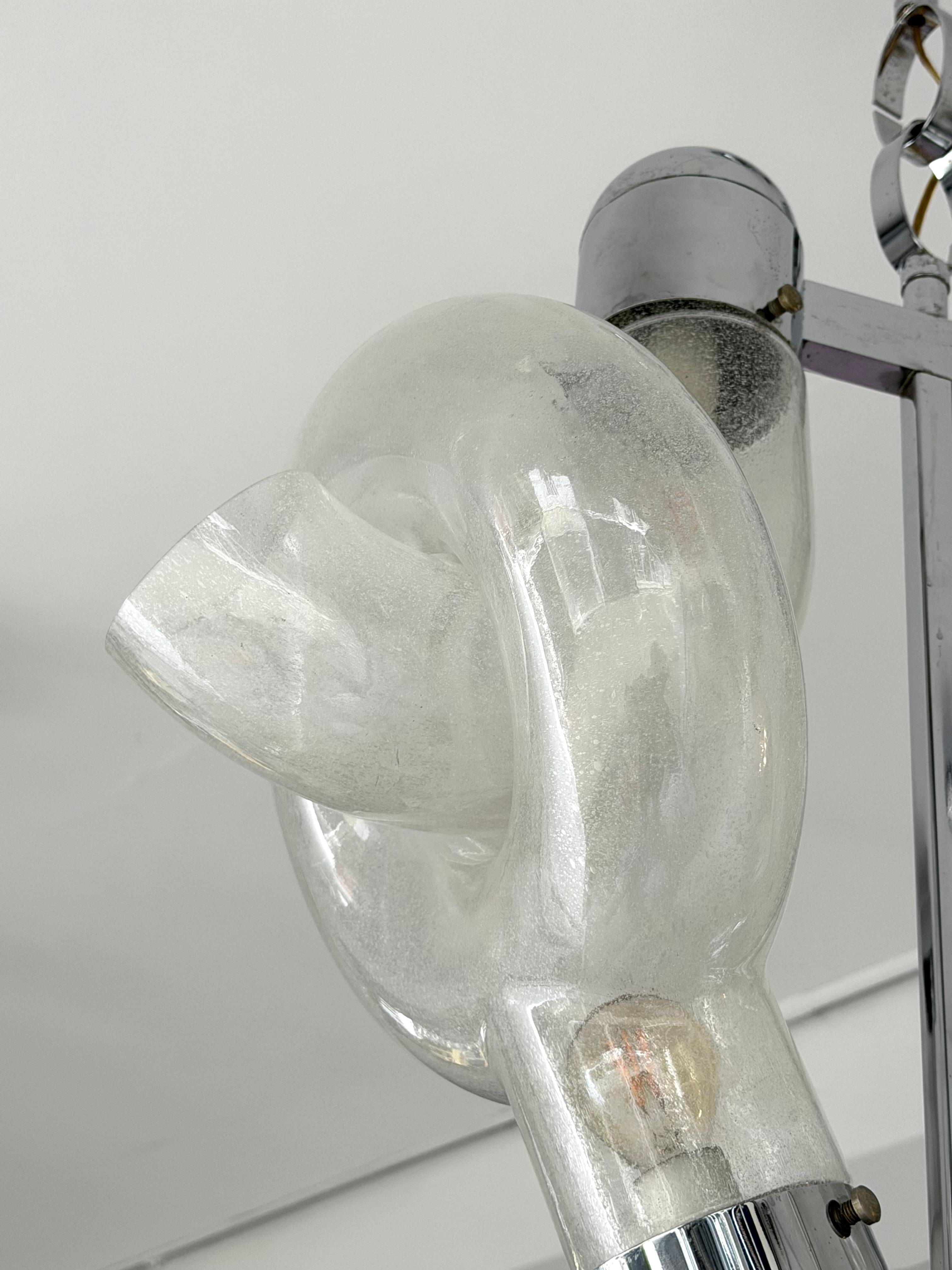 Lámpara colgante de cristal de Murano y metal por Aldo Nason para Mazzega, Italia, 1970s en venta 5