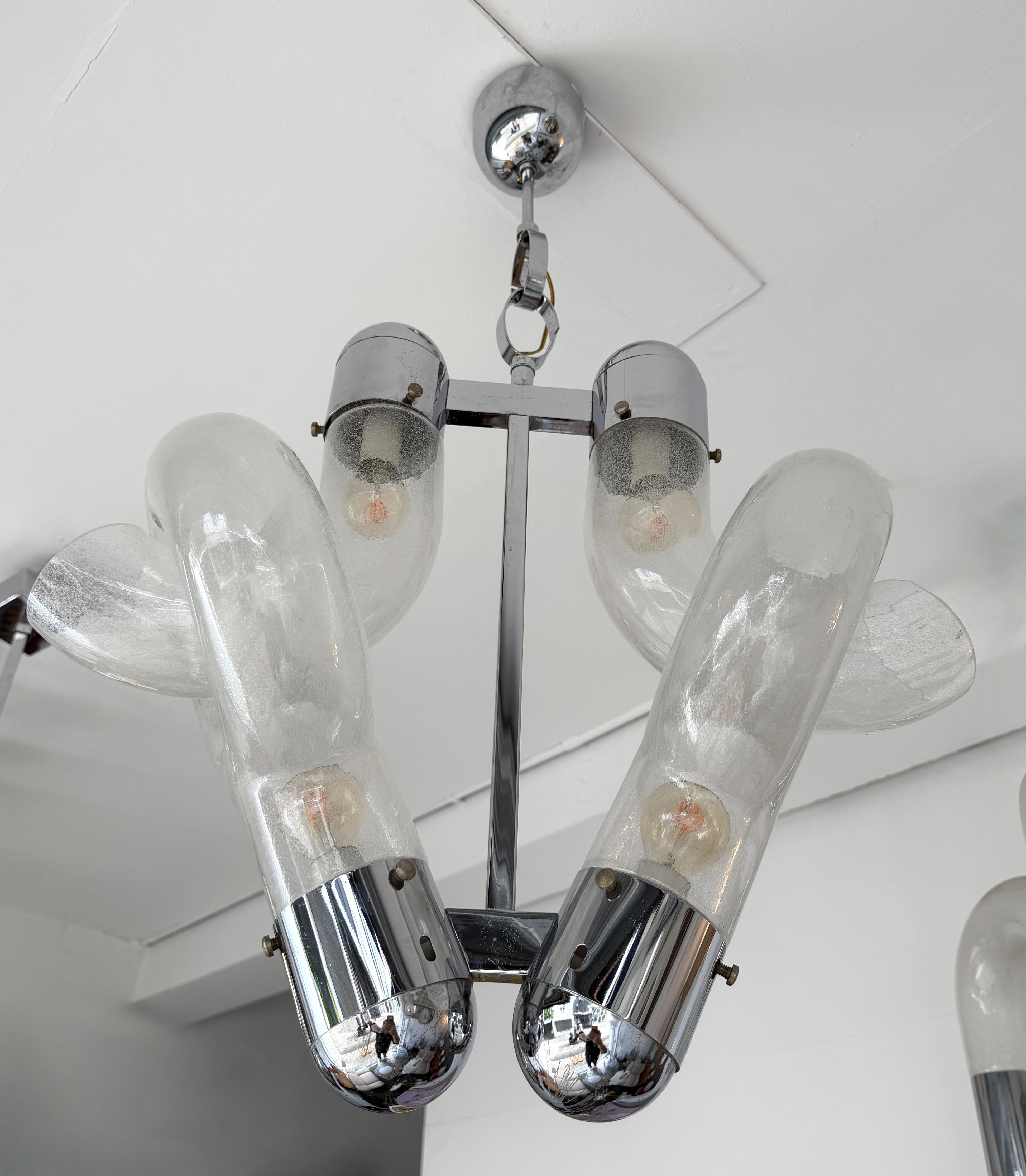 Lámpara colgante de cristal de Murano y metal por Aldo Nason para Mazzega, Italia, 1970s en Bueno estado para la venta en SAINT-OUEN, FR