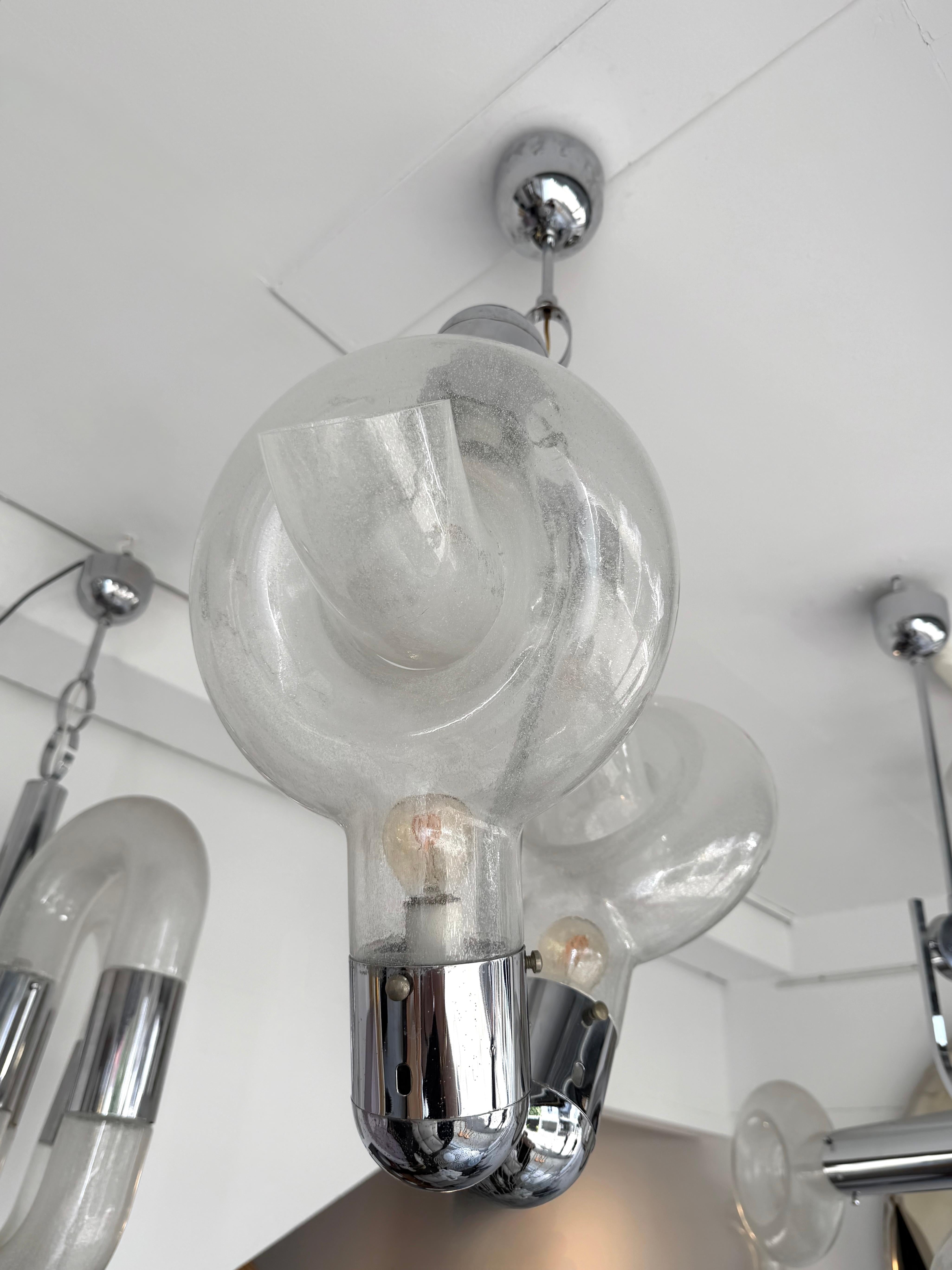 Lámpara colgante de cristal de Murano y metal por Aldo Nason para Mazzega, Italia, 1970s Metal en venta