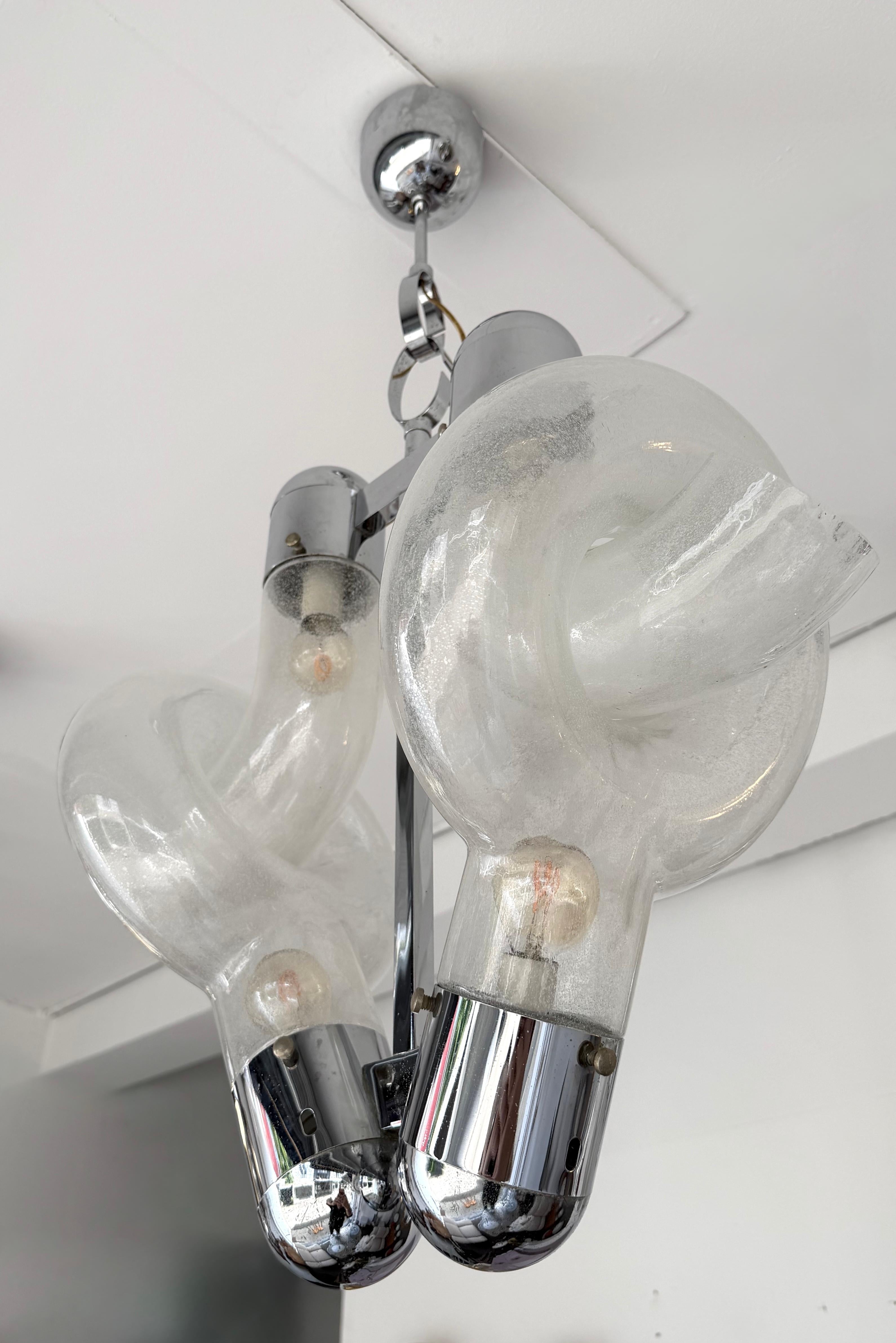 Lámpara colgante de cristal de Murano y metal por Aldo Nason para Mazzega, Italia, 1970s en venta 1