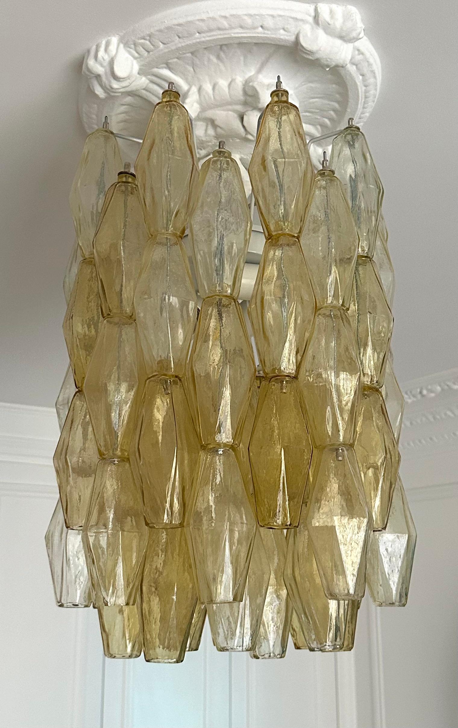 Mid-Century Modern Pendant Lightning Murano Poliedri Glass, Italy For Sale