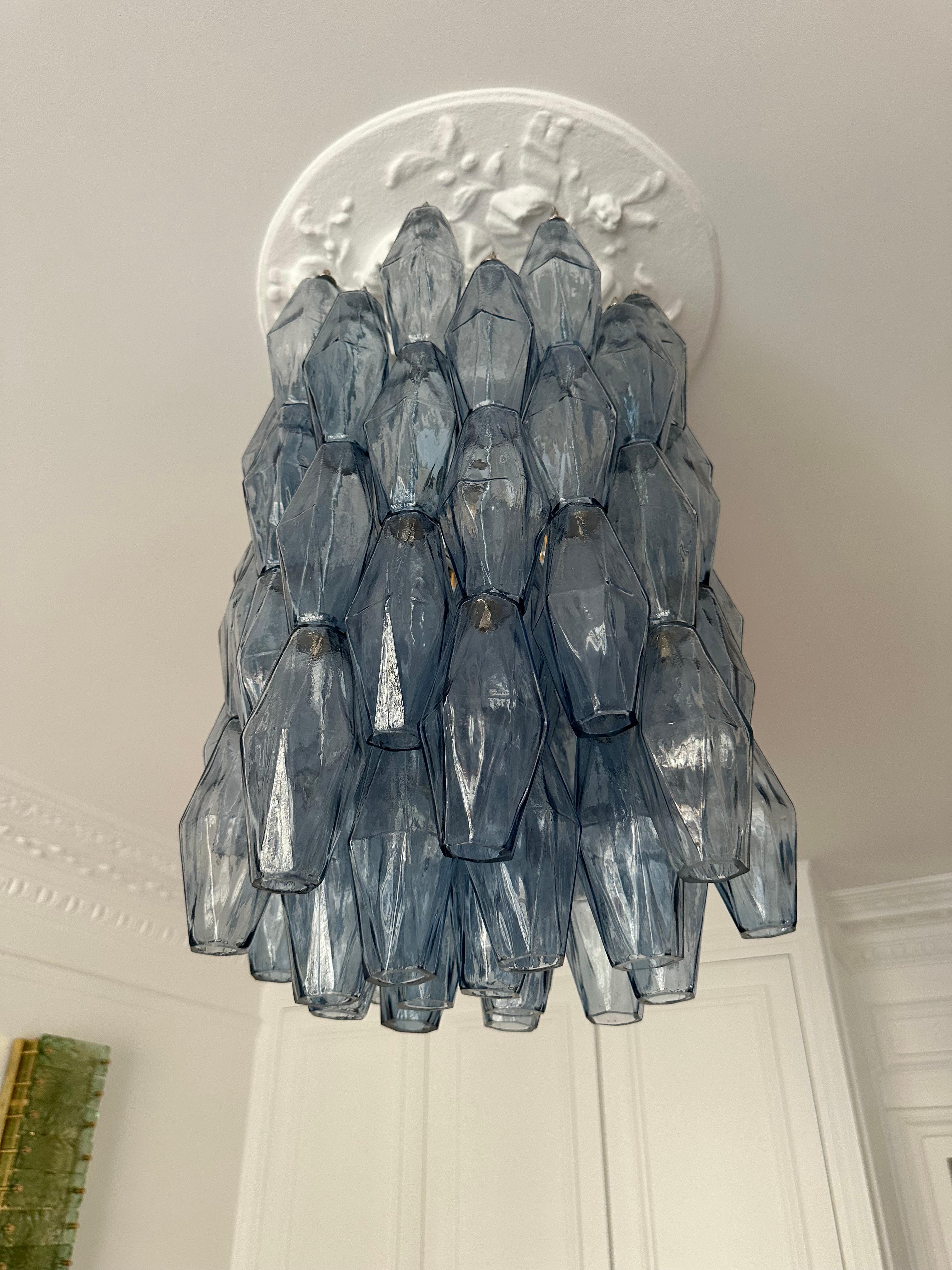 Contemporary Pendant Lightning Murano Poliedri Glass, Italy For Sale