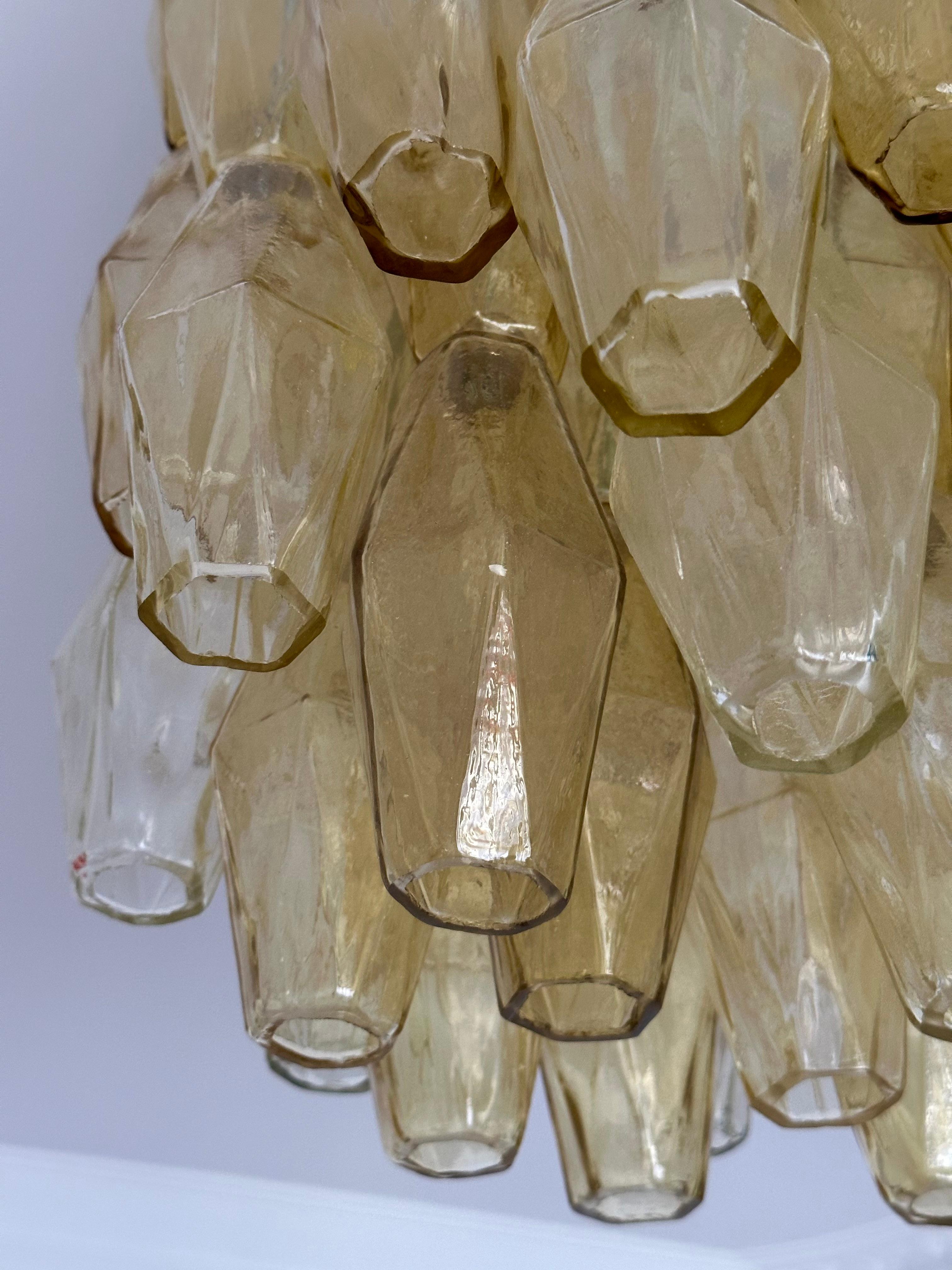 Metal Pendant Lightning Murano Poliedri Glass, Italy For Sale
