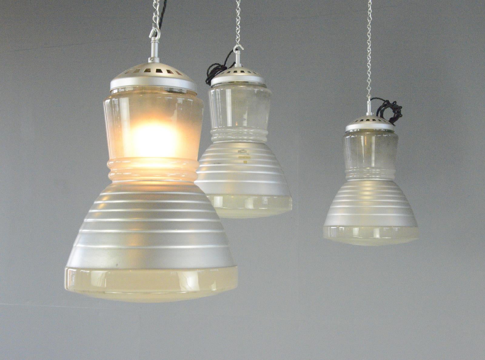 Bauhaus Pendant Lights By Adolf Meyer For Zeiss Ikon Circa 1930s For Sale