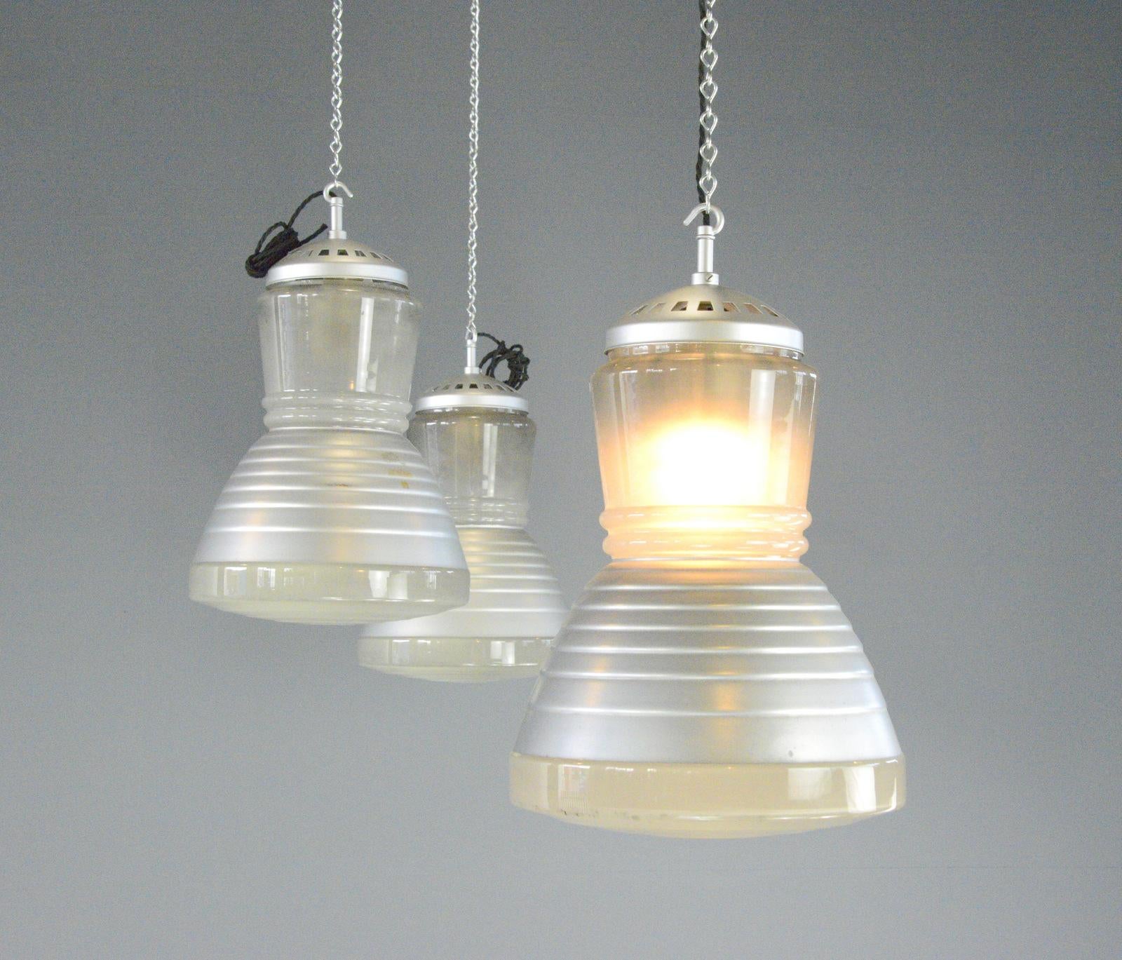 Pendant Lights By Adolf Meyer For Zeiss Ikon Circa 1930s In Good Condition For Sale In Gloucester, GB