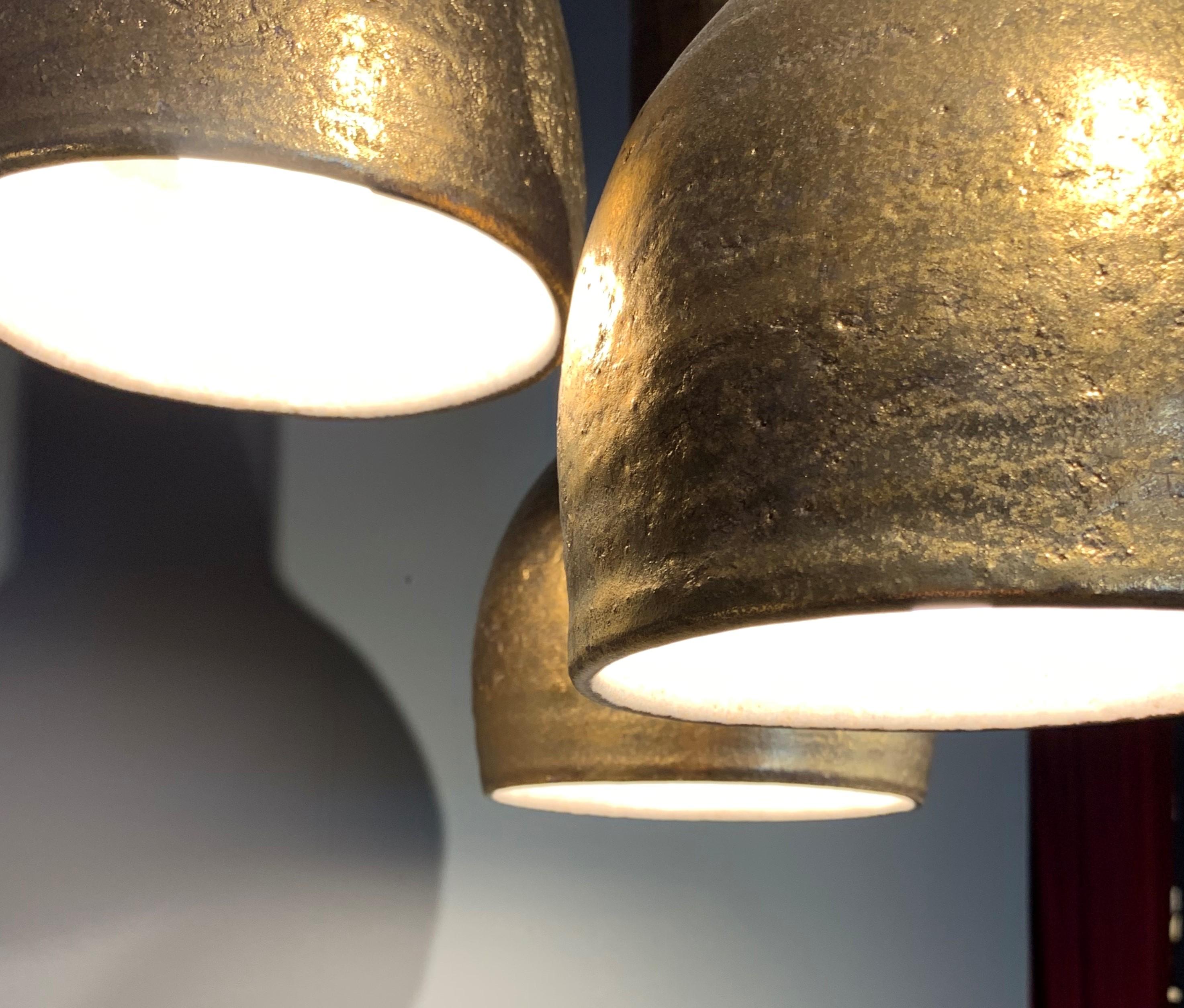 British Pendant Lights by Sotis Filippides Ceramic and 24-Carat Gold, 21st Century For Sale