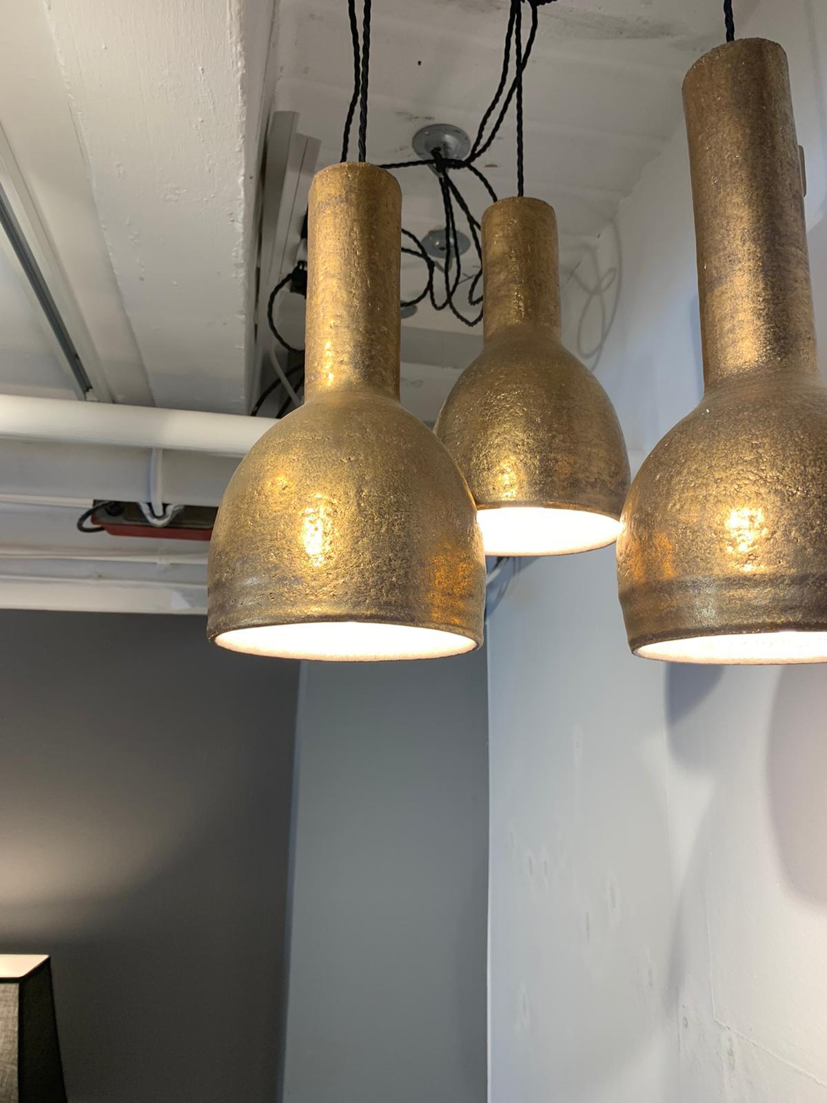Contemporary Pendant Lights by Sotis Filippides Ceramic and 24-Carat Gold, 21st Century For Sale