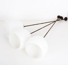 Opaline Glass Tulip Pendant Light with Patinated Metal Canopy, 1930s