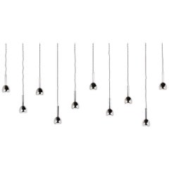 Pendant Lights in Chromed Metal 1970 Set of 10