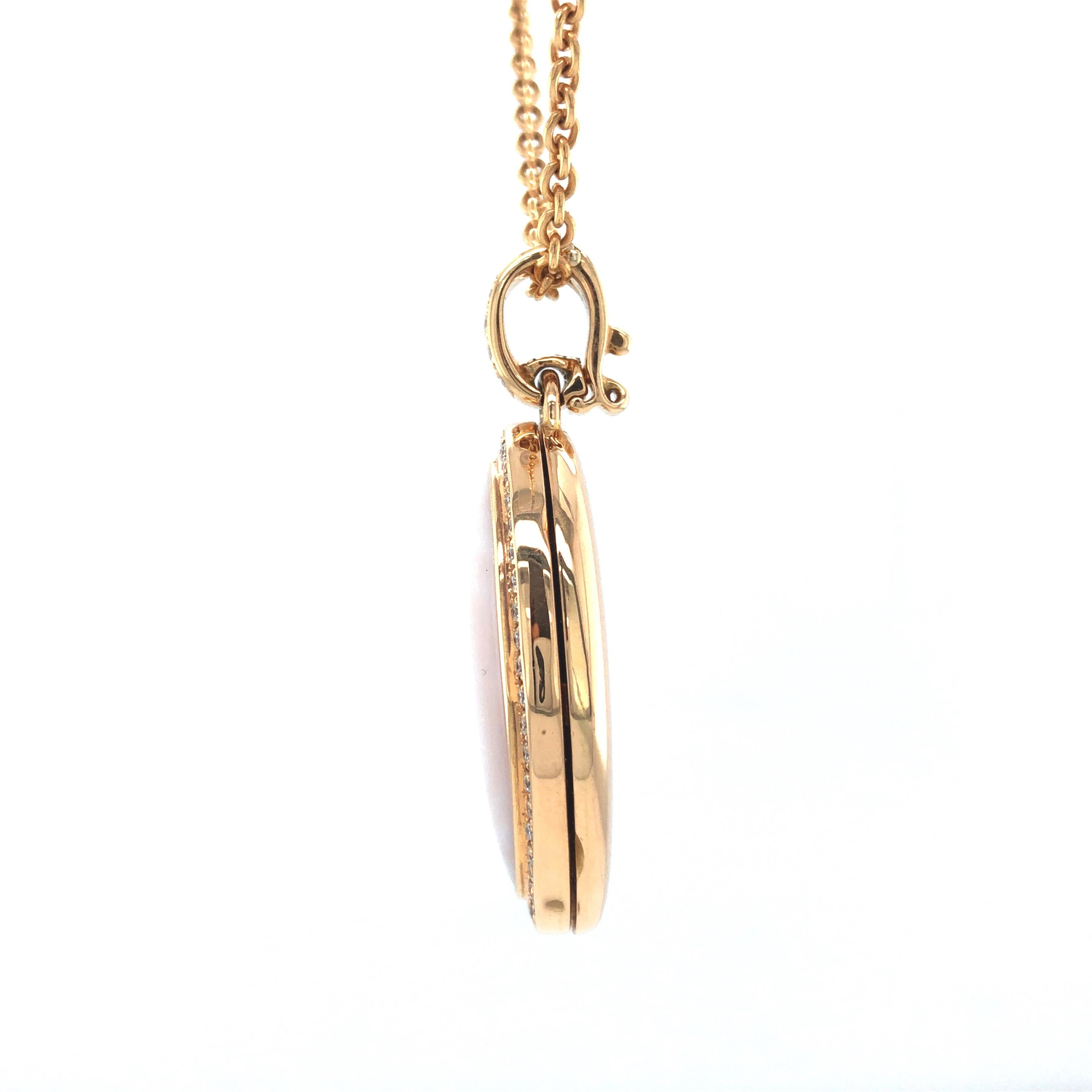 Collier médaillon pendentif en or jaune 18 carats 60 diamants 0,60 ct H VS taille rose Pour femmes en vente