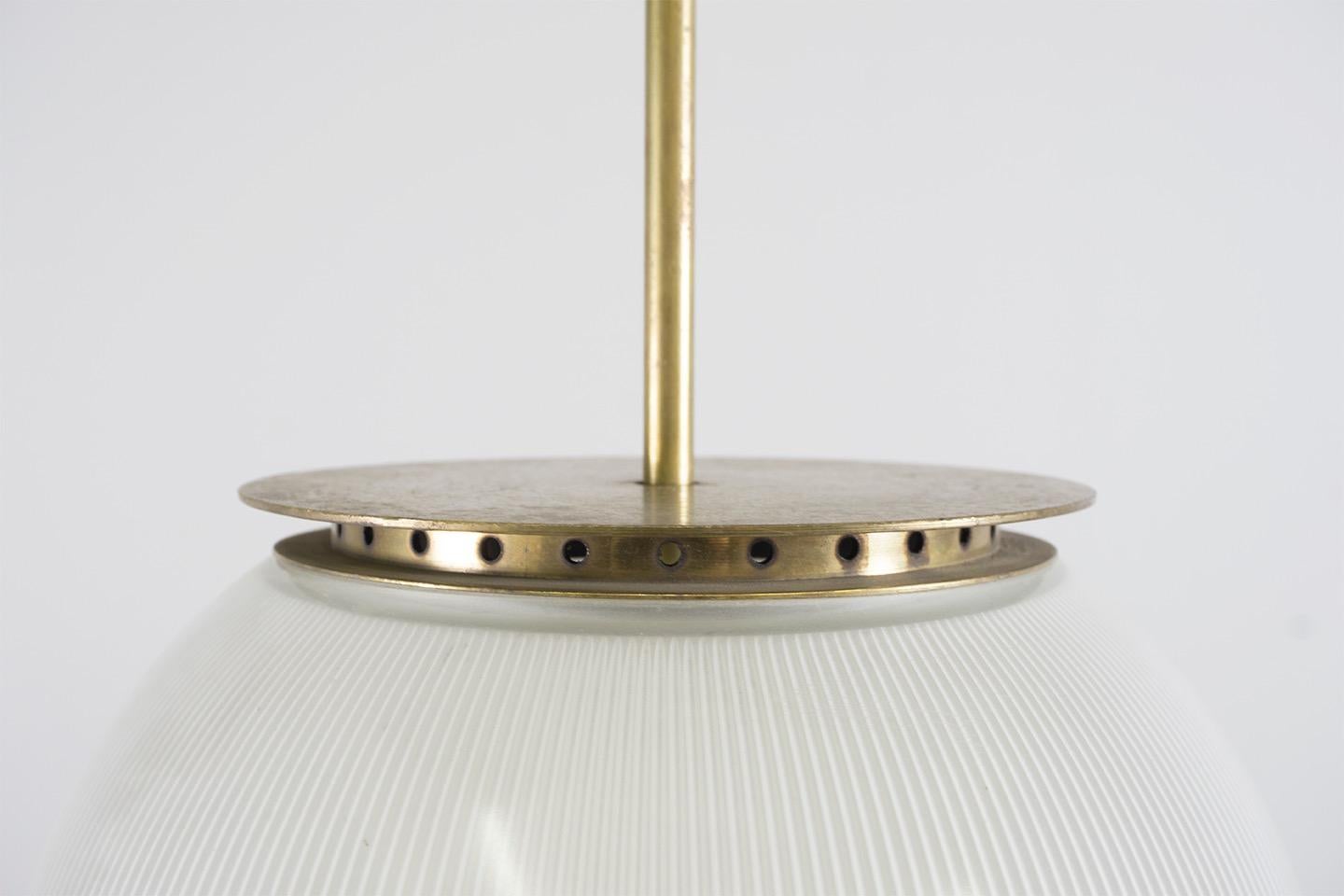 Pressed Pendant Made of Brass and Glass, Model 'LP8' by Ignazio Gardella, 1950