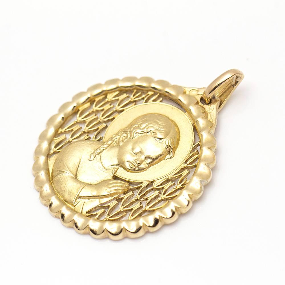 Pendant Medal 1959 in Yellow Gold In Excellent Condition For Sale In BARCELONA, ES