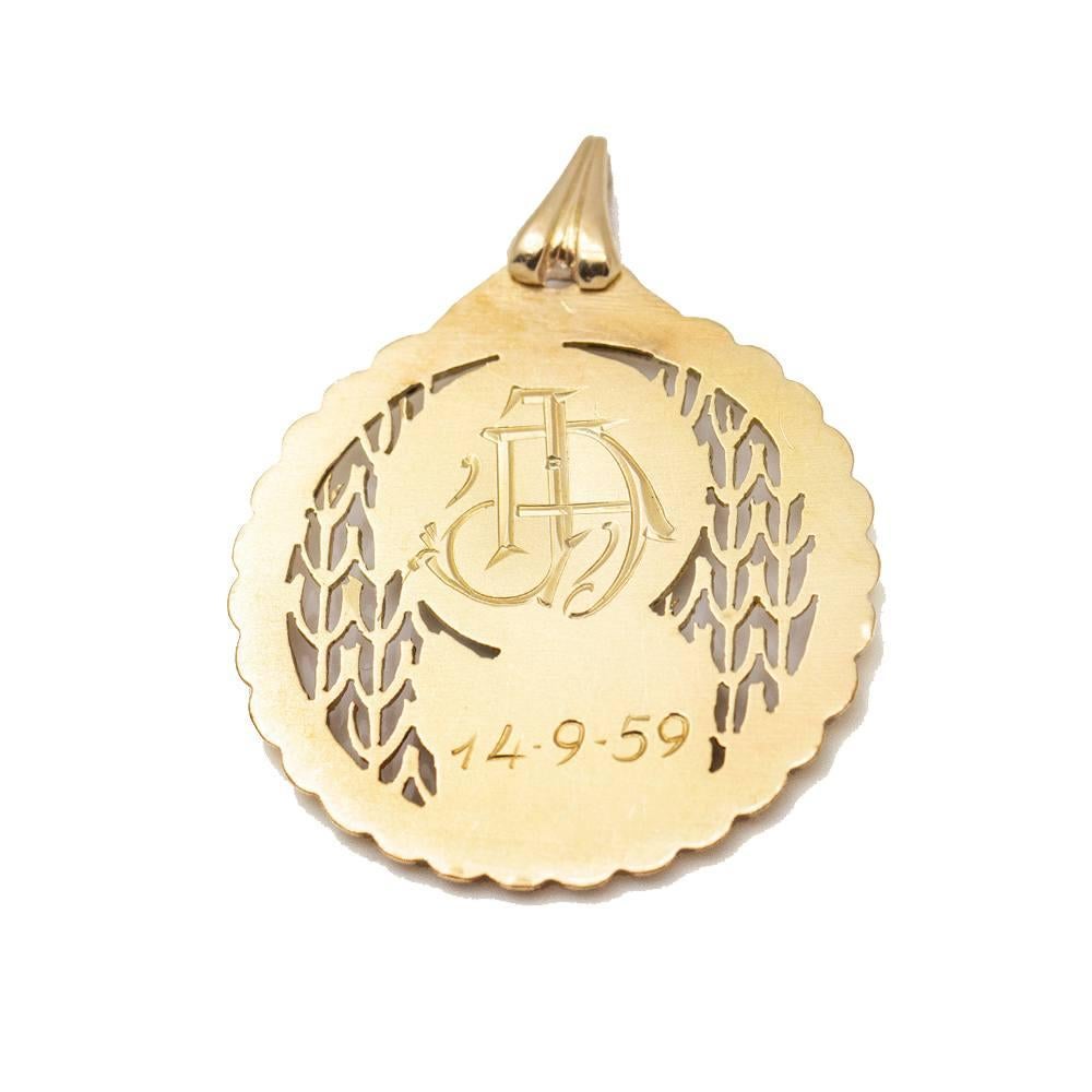 Women's or Men's Pendant Medal 1959 in Yellow Gold For Sale