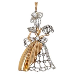 Pendant -Mid-Century Two-Tone 18K Gold Sculptural Fashion Figurine.