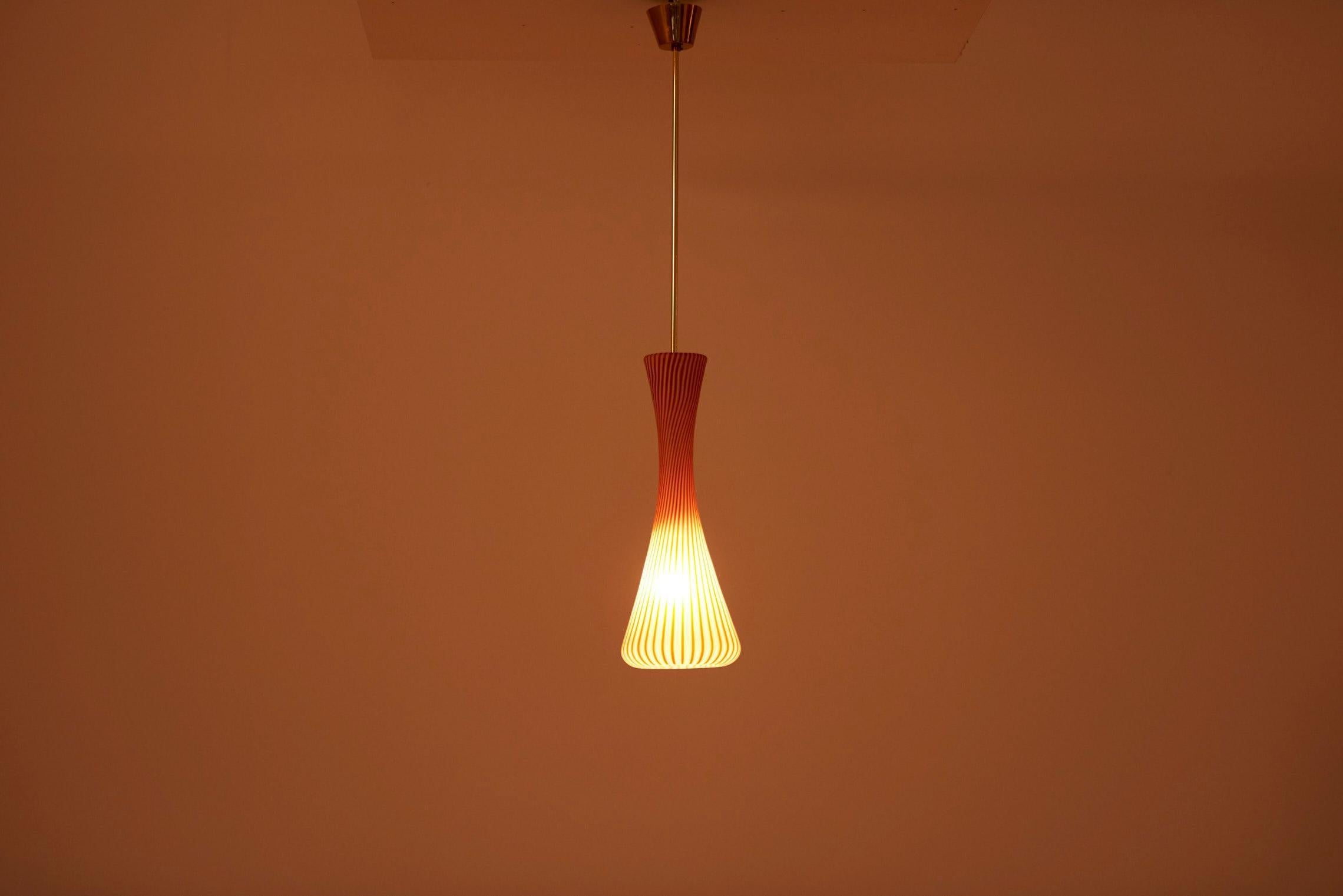 Italian Pendant Murano Lamp in the Manner of Vignelli, Italy 1950s For Sale