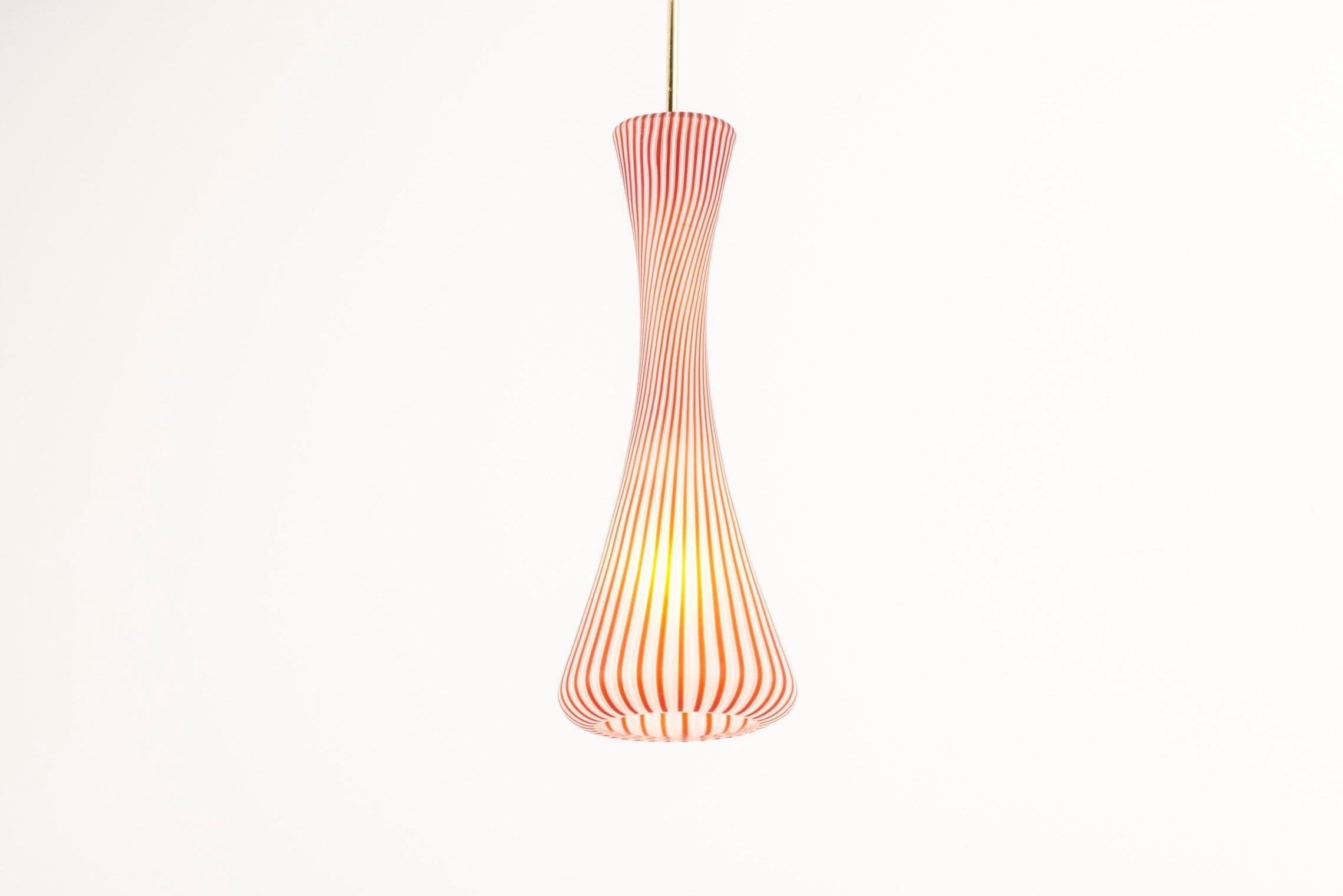Mid-20th Century Pendant Murano Lamp in the Manner of Vignelli, Italy 1950s For Sale