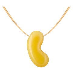Pendant Necklace, 18 Karat Gold and Yellow Agate Jellybean